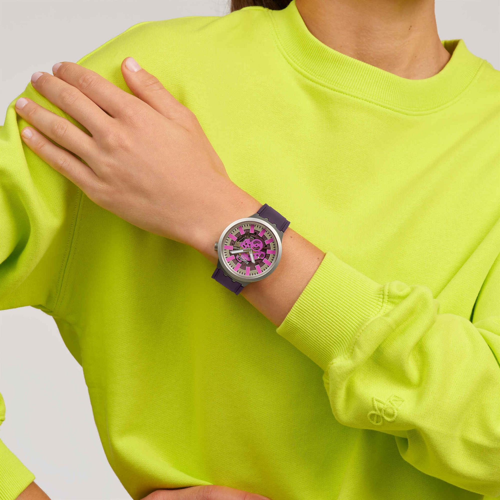 Swatch Audacious Acai Grey Dial Unisex Watch SB07S120