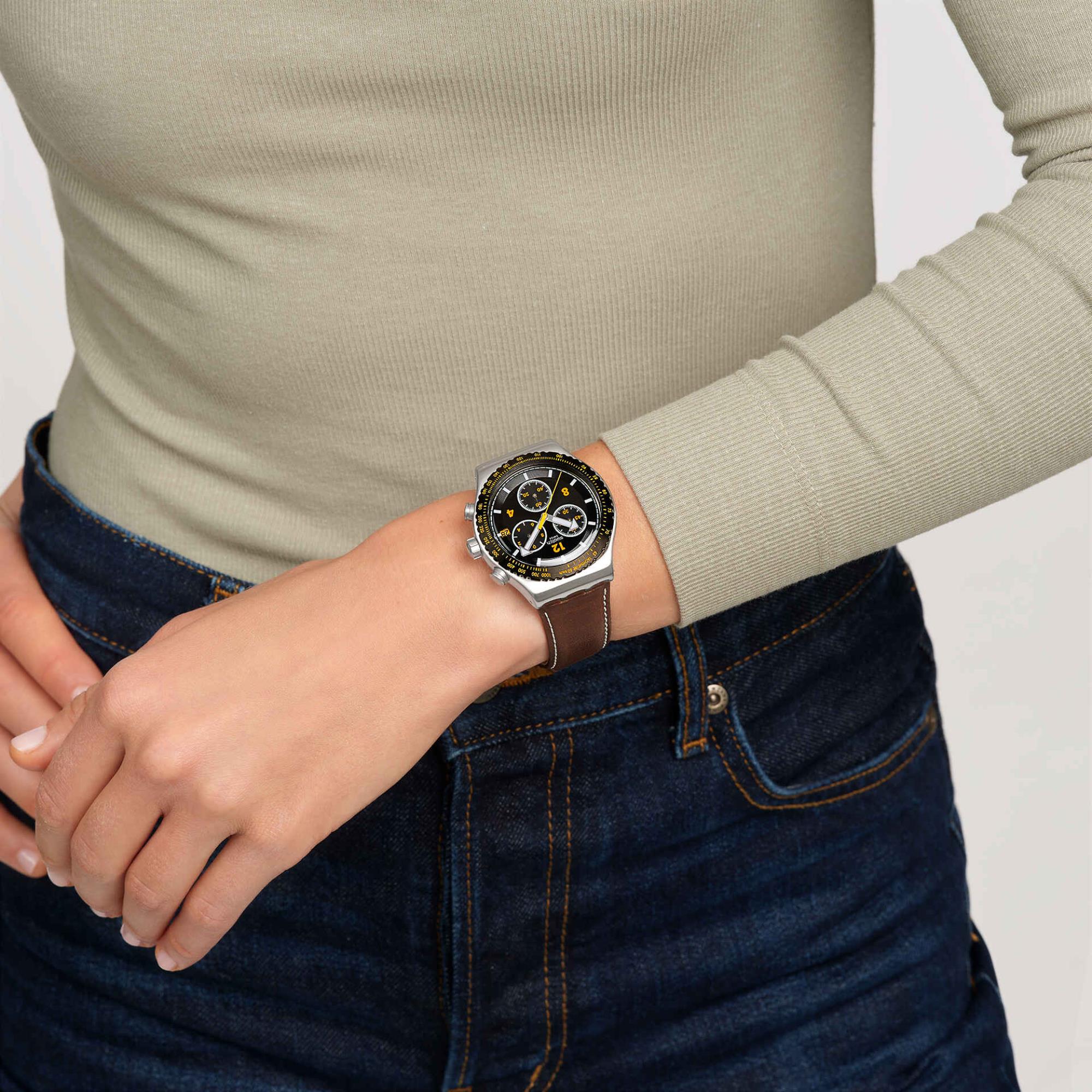 Swatch Canyon Chaser Unisex Black Dial Watch YVS530