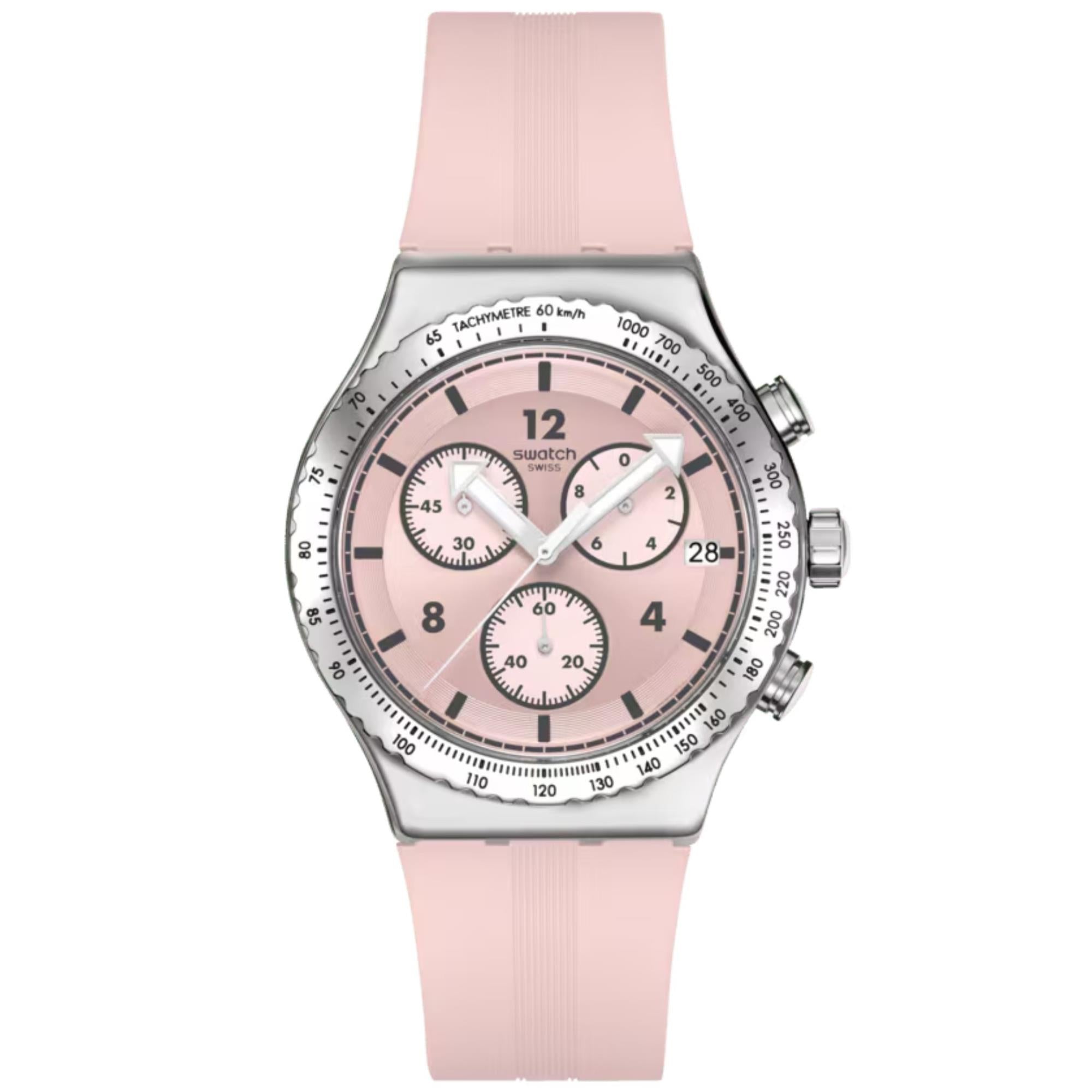 Swatch Poppingly Pink Unisex Pink Dial Watch YVS532