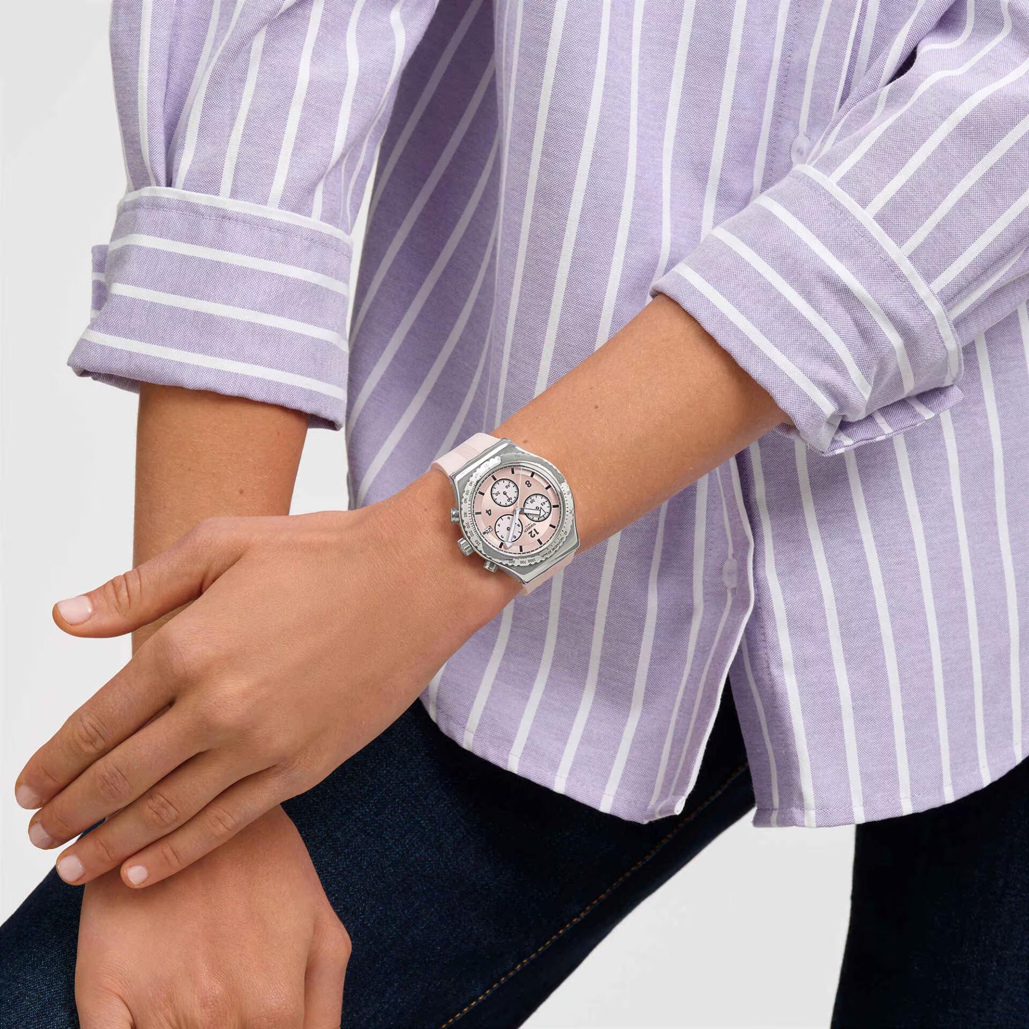 Swatch Poppingly Pink Unisex Pink Dial Watch YVS532
