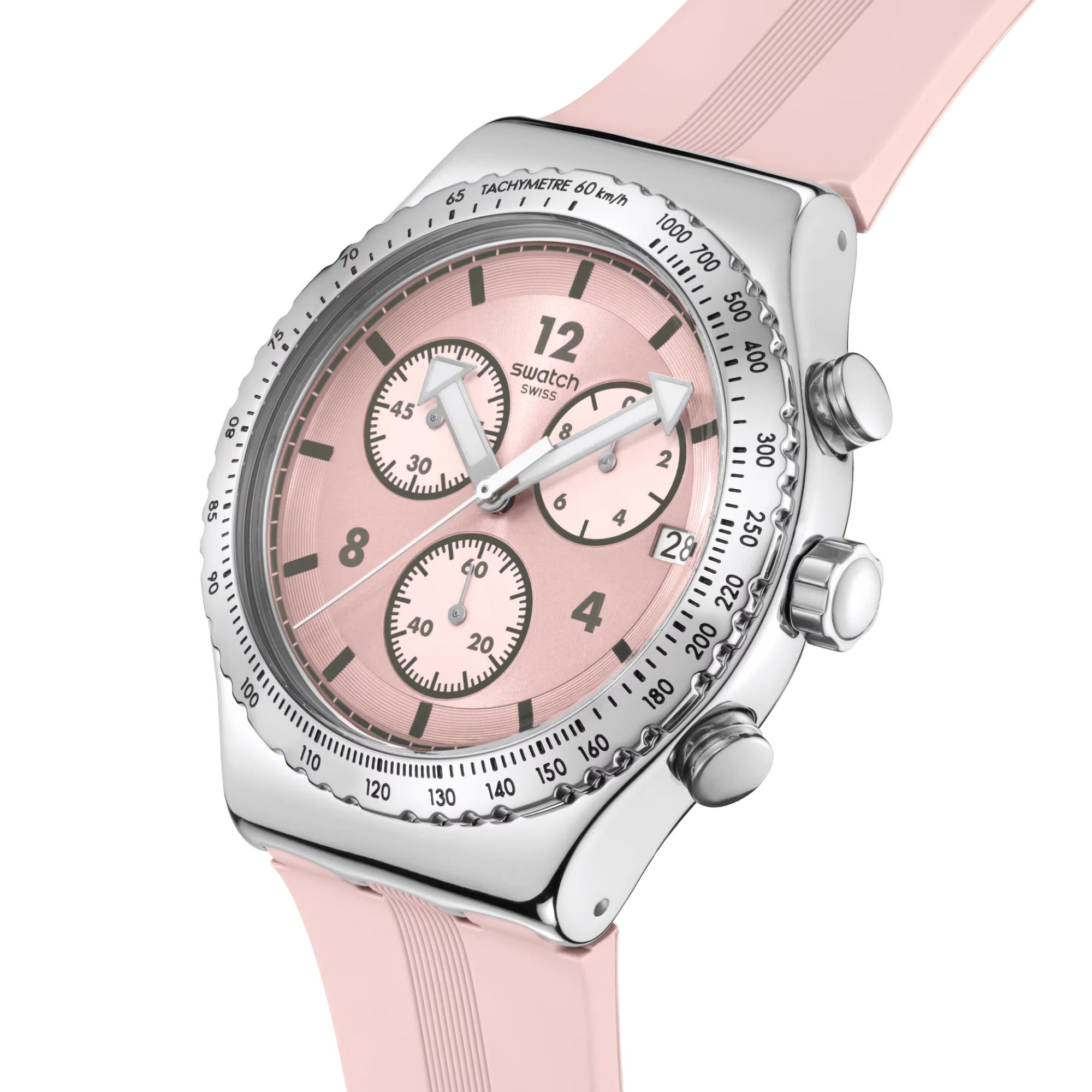 Swatch Poppingly Pink Unisex Pink Dial Watch YVS532