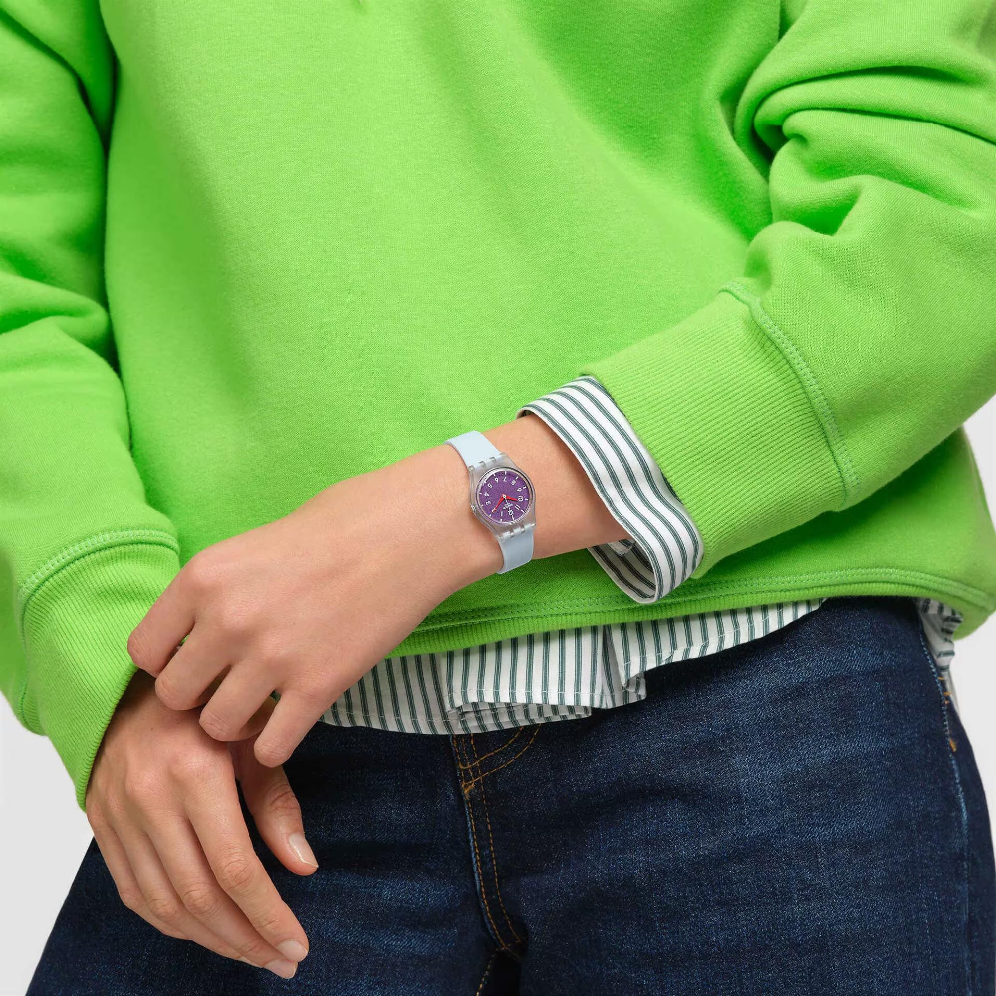 Swatch Powder Plum Unisex Purple Dial Watch LL126