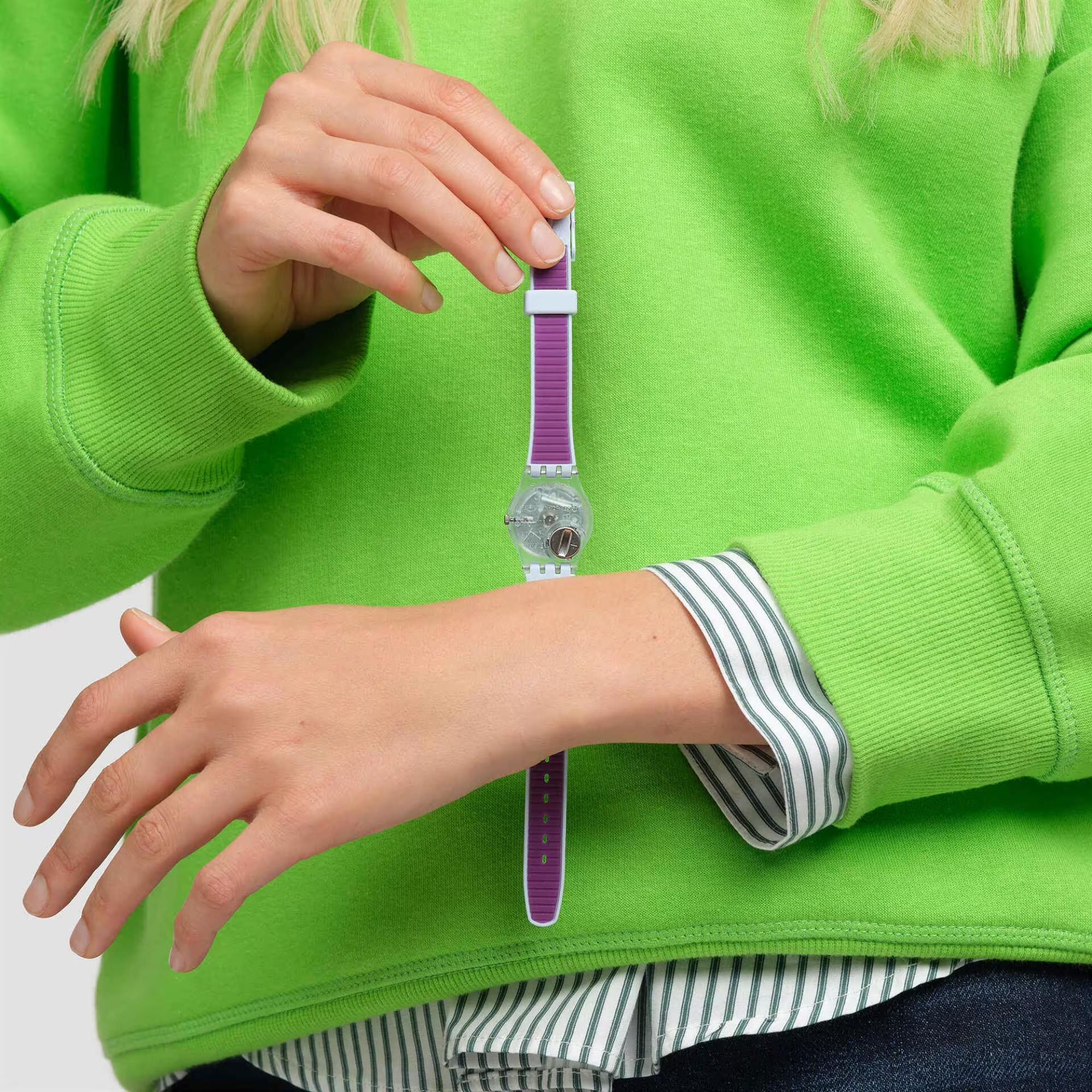 Swatch Powder Plum Unisex Purple Dial Watch LL126
