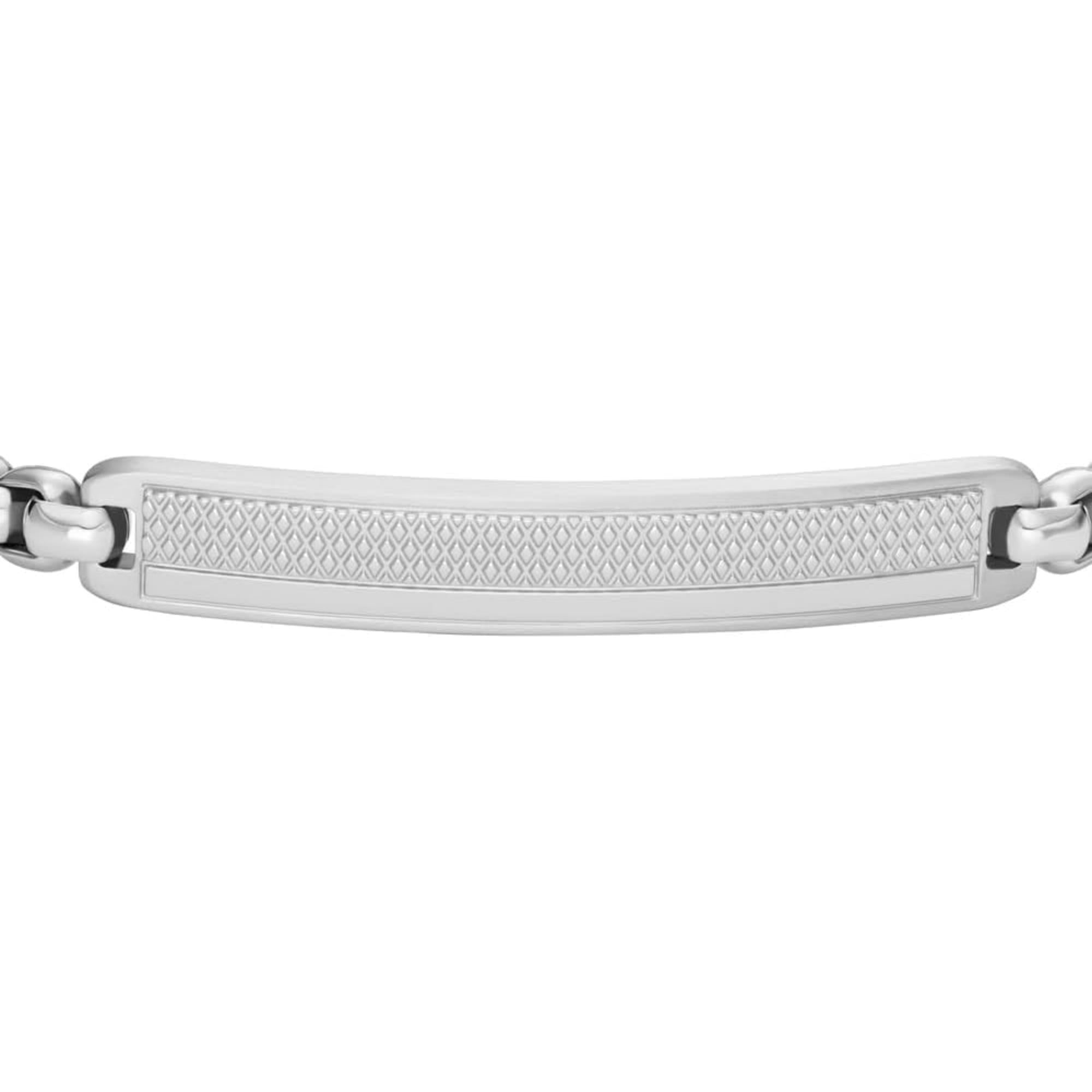 Fossil Knox Knurled Texture Stainless Steel ID Men's Bracelet JF04767040