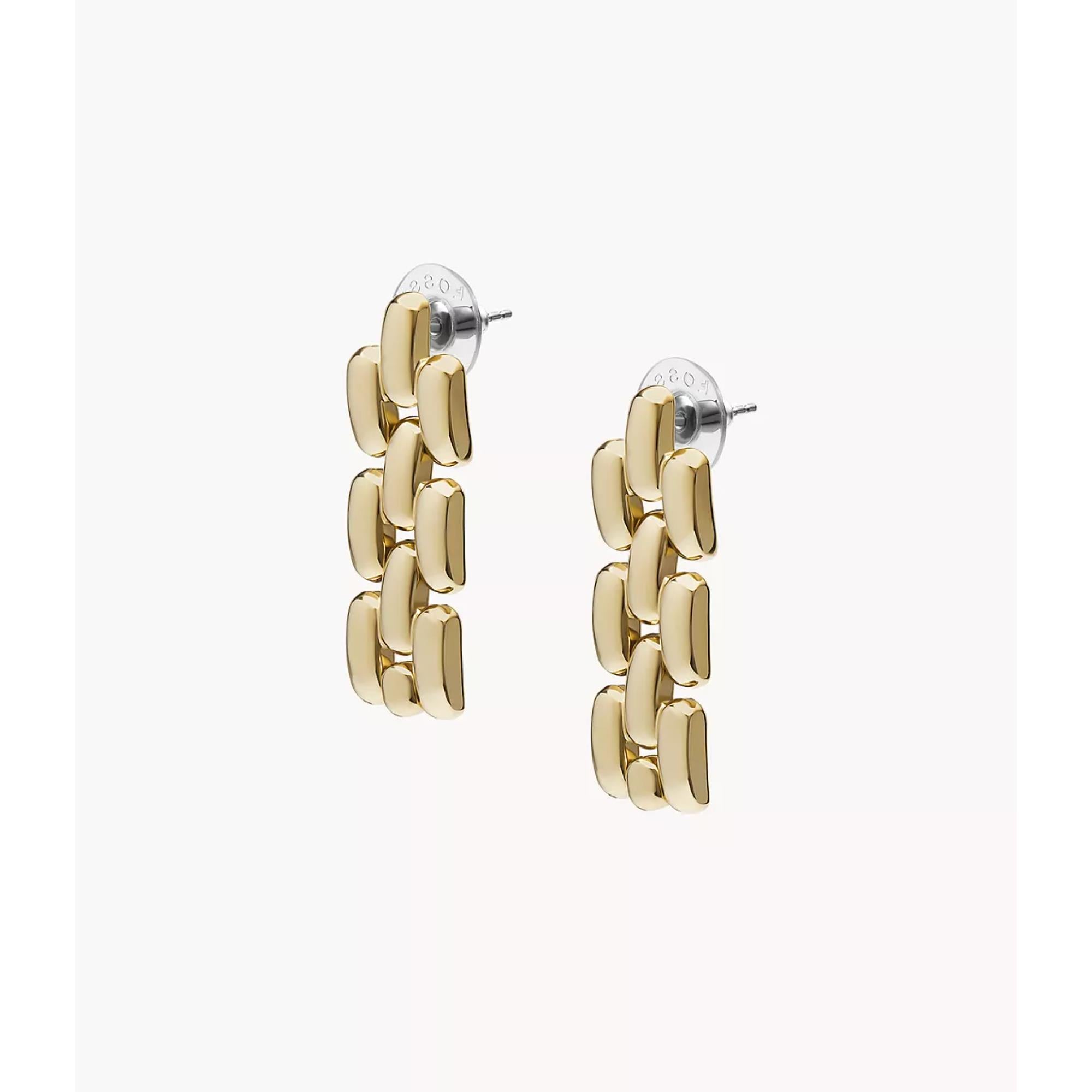 Fossil Arden Watch Links Gold-Tone Stainless Steel Drop Women's Earrings JF04786710