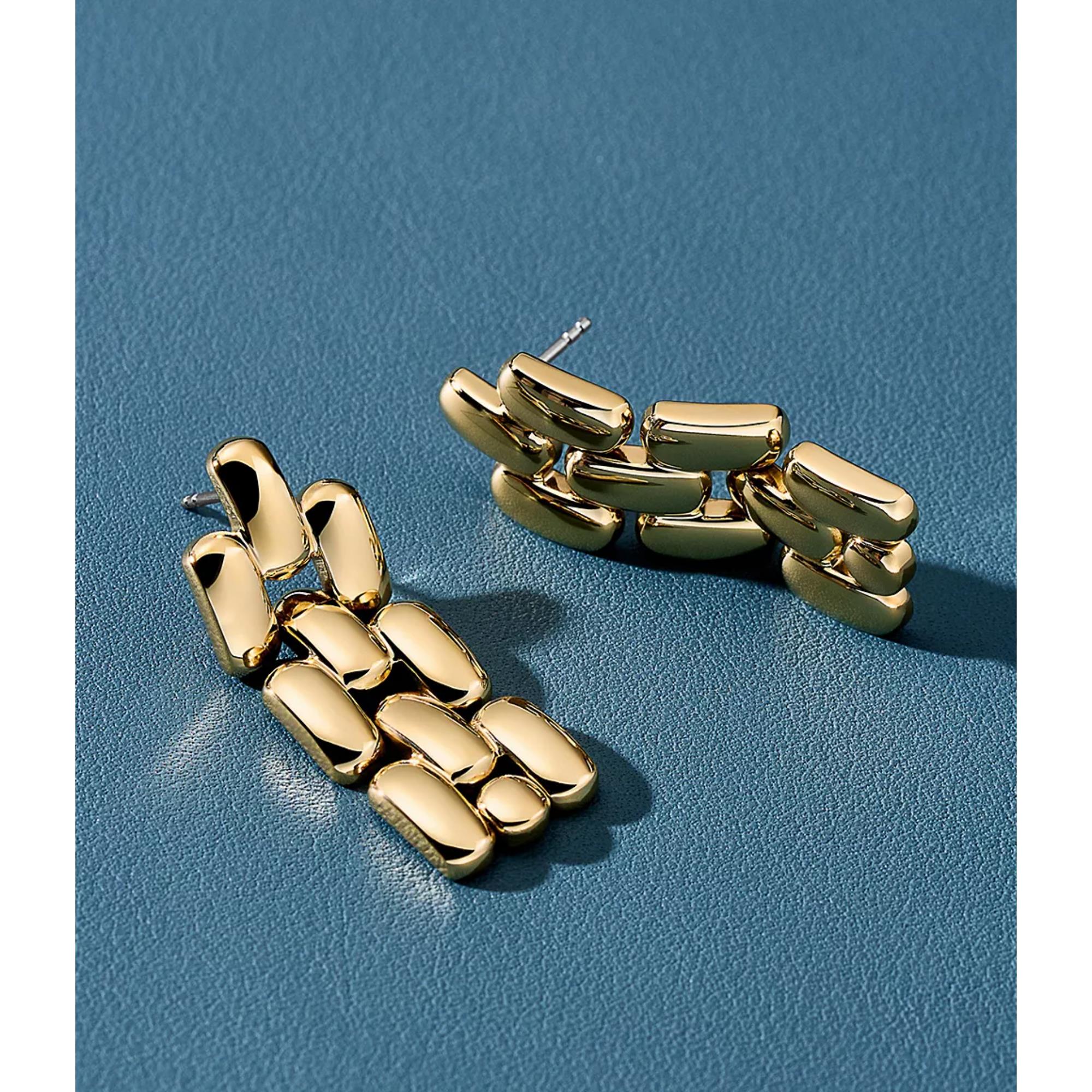 Fossil Arden Watch Links Gold-Tone Stainless Steel Drop Women's Earrings JF04786710