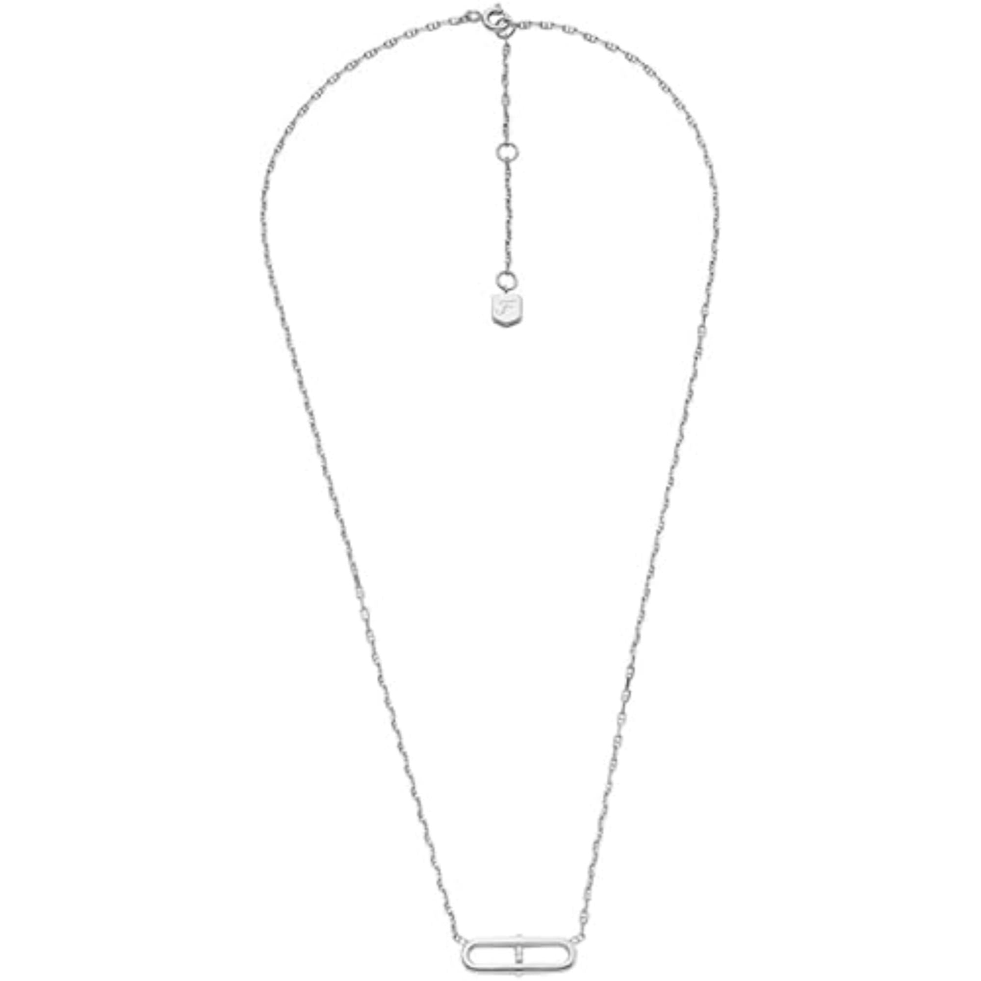 Fossil Sterling Heritage Sterling Silver Station Women's Necklace JFS00636040