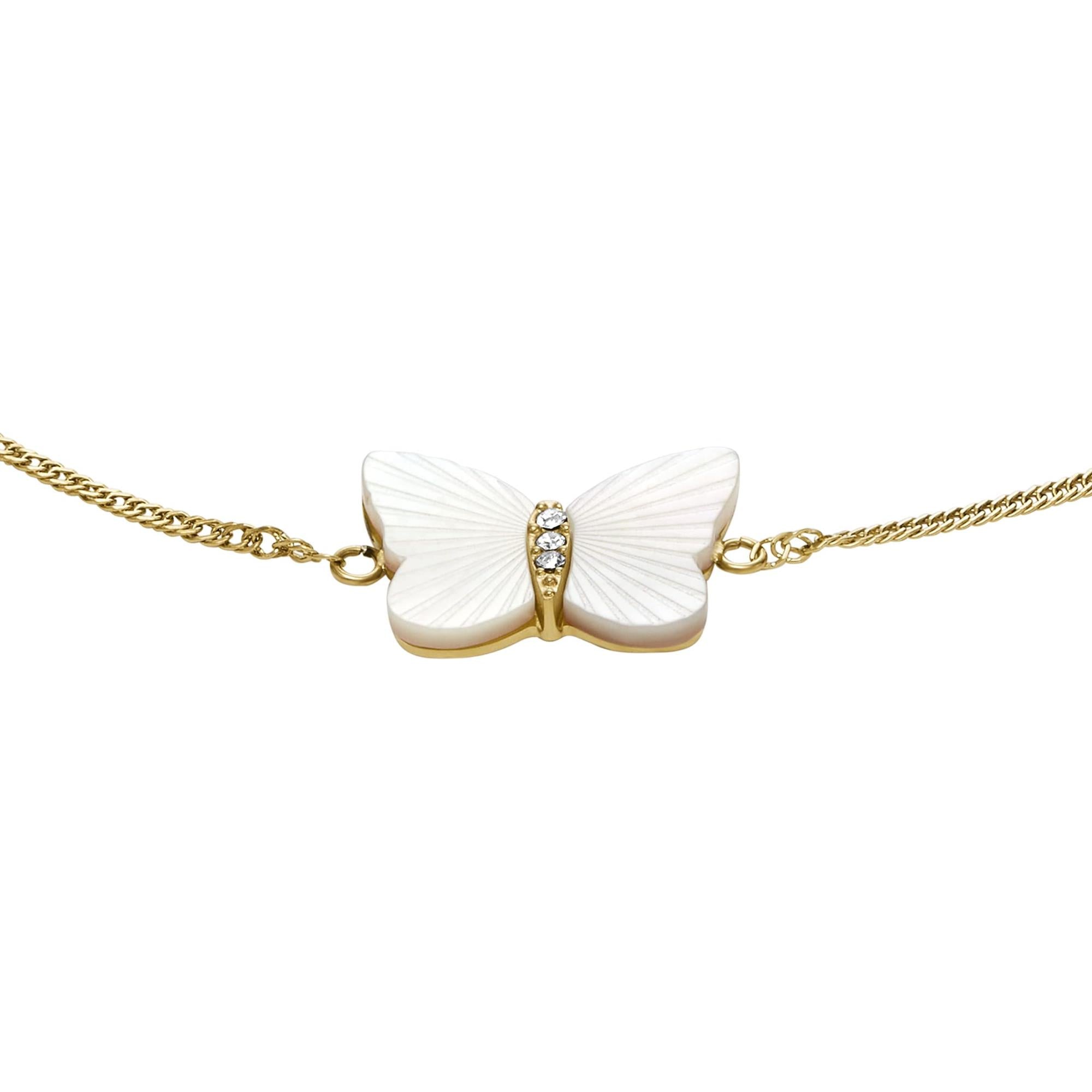 Fossil Sutton Radiant Wings White Mother-of-Pearl Butterfly Chain Ladies Bracelet JF04425710
