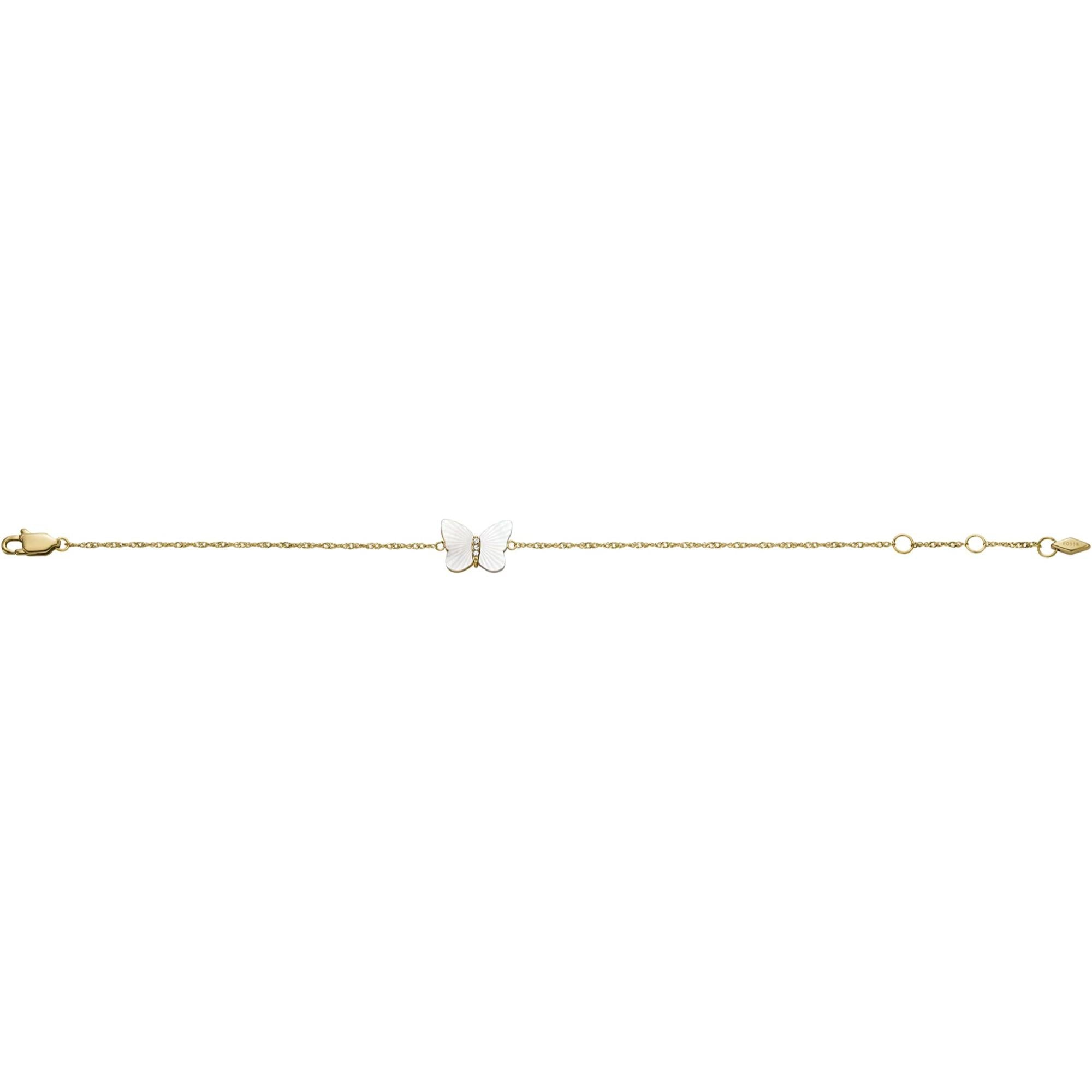 Fossil Sutton Radiant Wings White Mother-of-Pearl Butterfly Chain Ladies Bracelet JF04425710