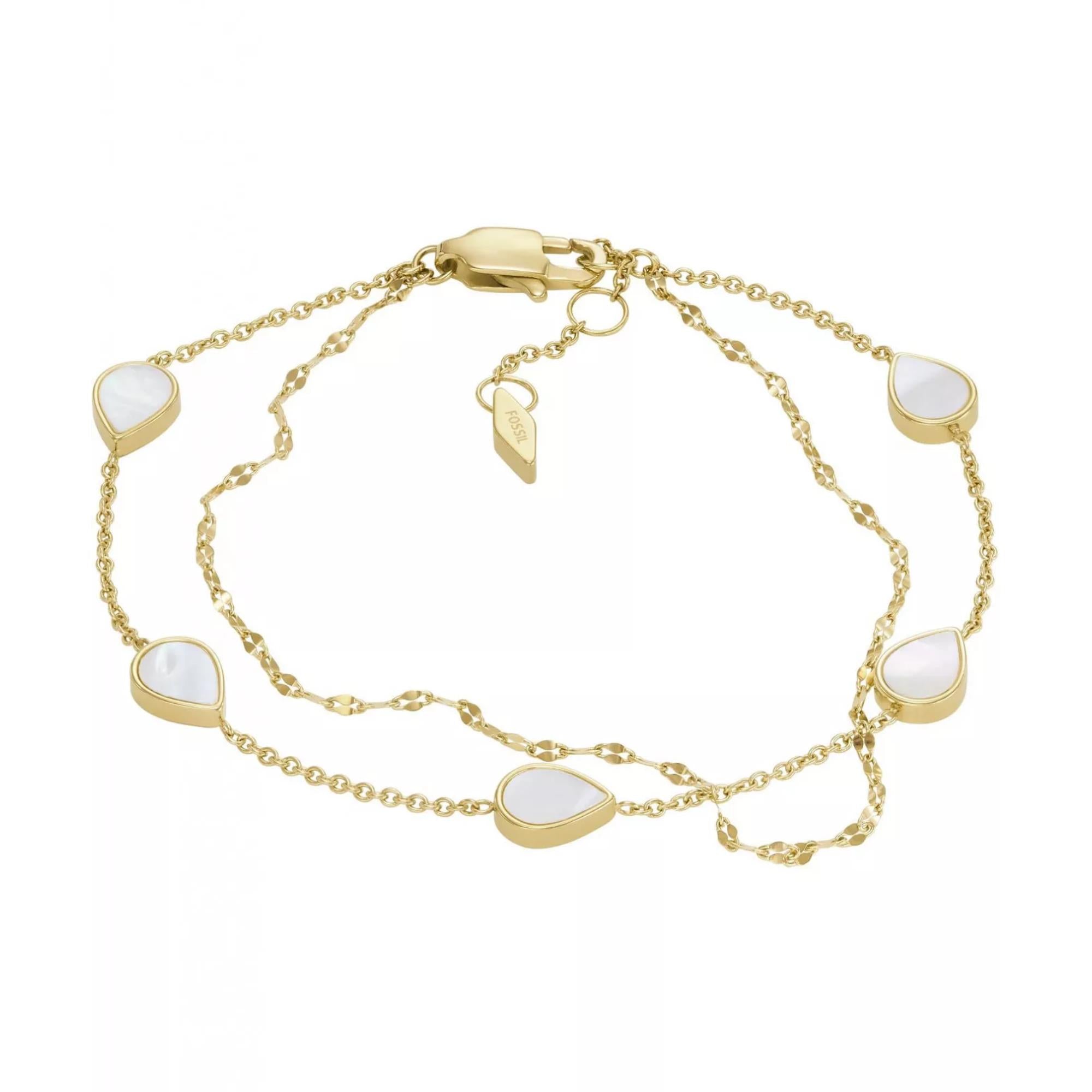 Fossil Teardrop White Mother-of-Pearl Chain Ladies Bracelet JF04317710