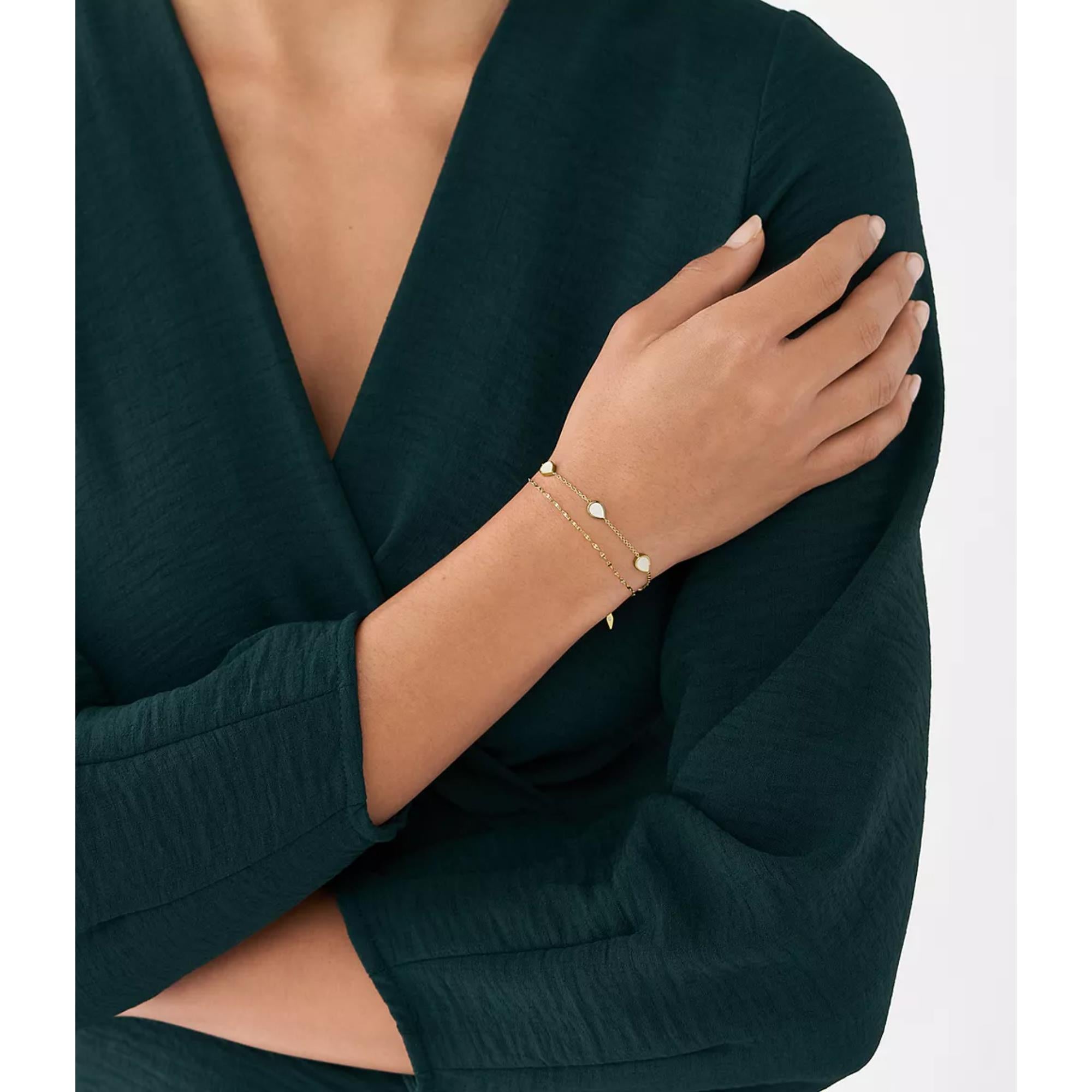 Fossil Teardrop White Mother-of-Pearl Chain Ladies Bracelet JF04317710