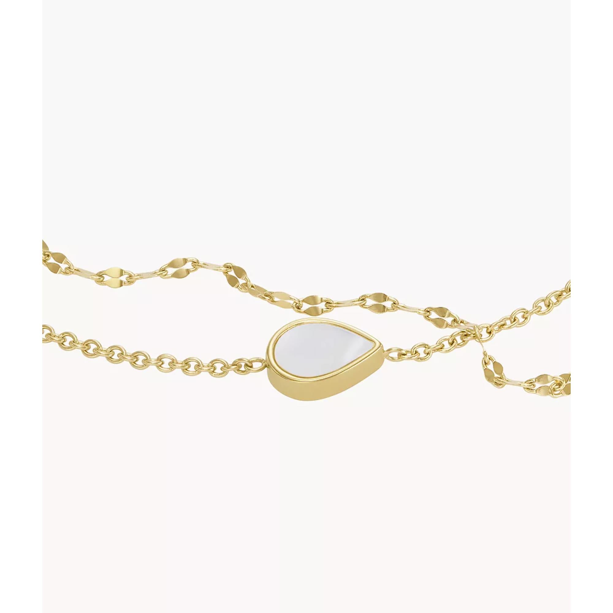 Fossil Teardrop White Mother-of-Pearl Chain Ladies Bracelet JF04317710