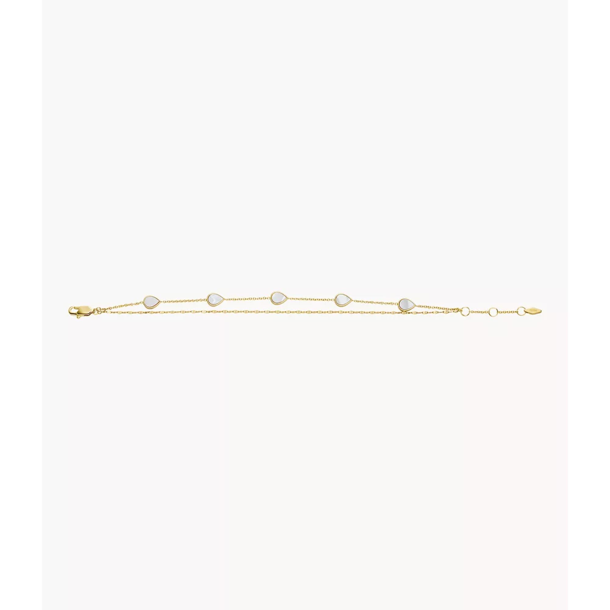 Fossil Teardrop White Mother-of-Pearl Chain Ladies Bracelet JF04317710