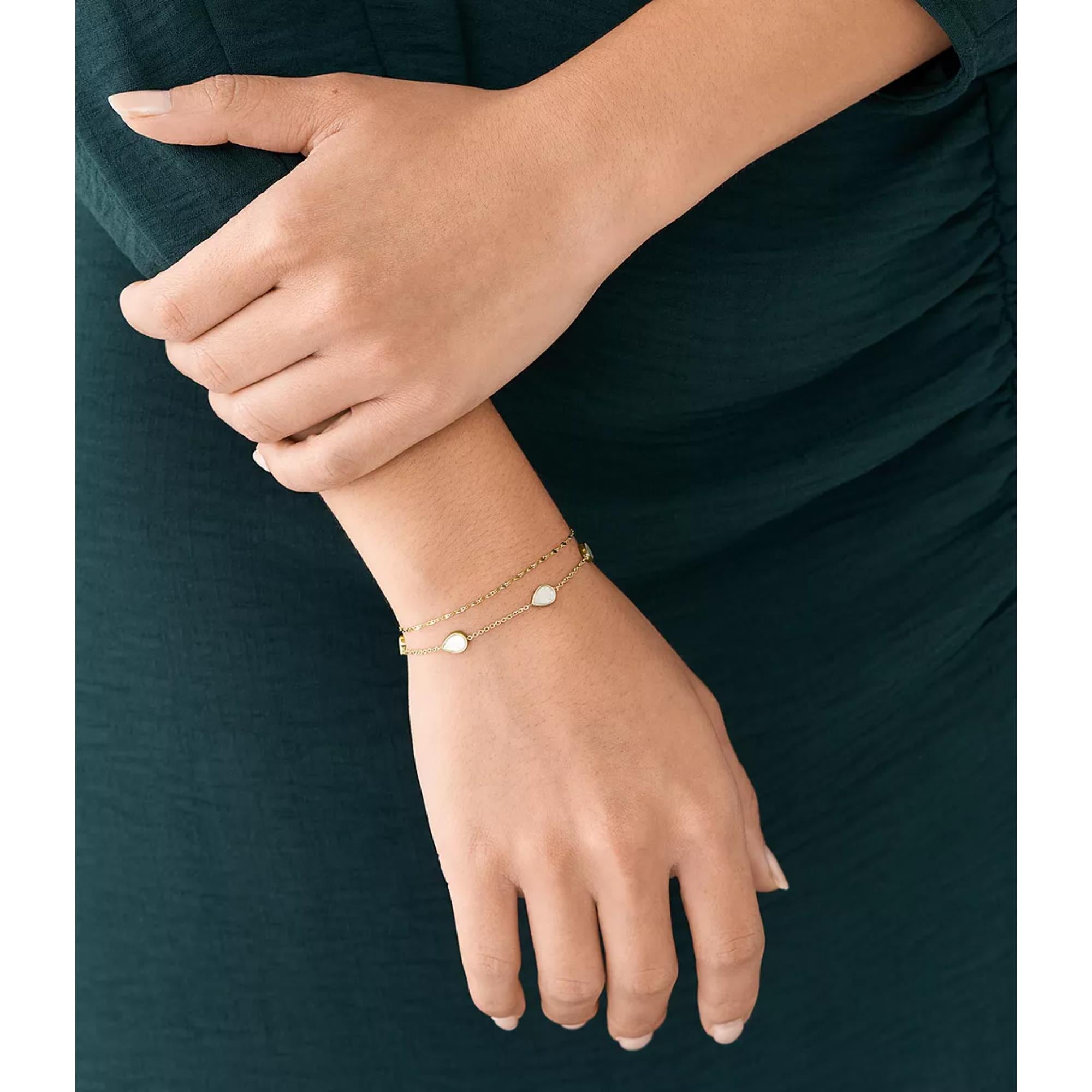 Fossil Teardrop White Mother-of-Pearl Chain Ladies Bracelet JF04317710