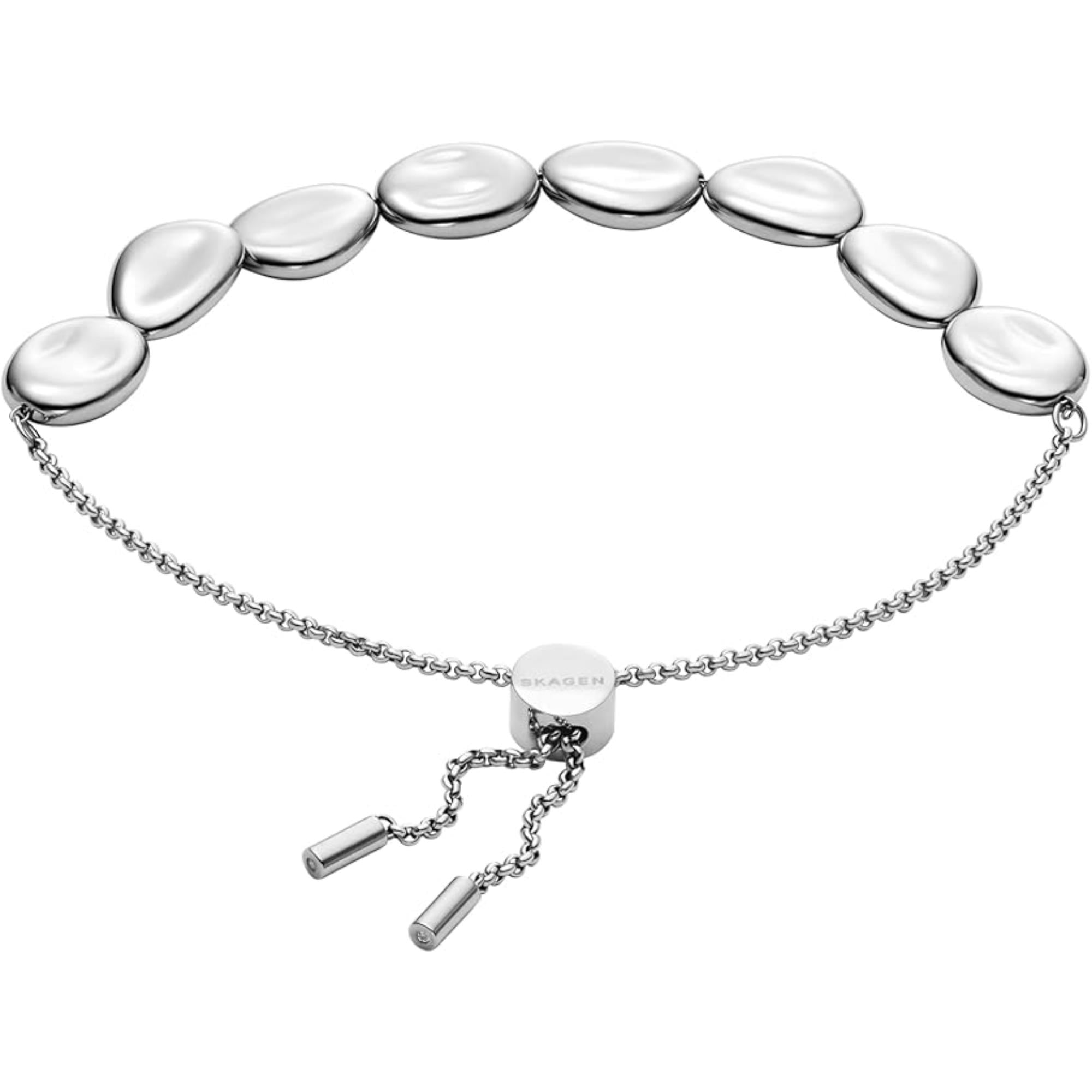 Skagen Anja Pebble Silver Stainless Steel Beaded Station Women's Bracelet SKJ1832040