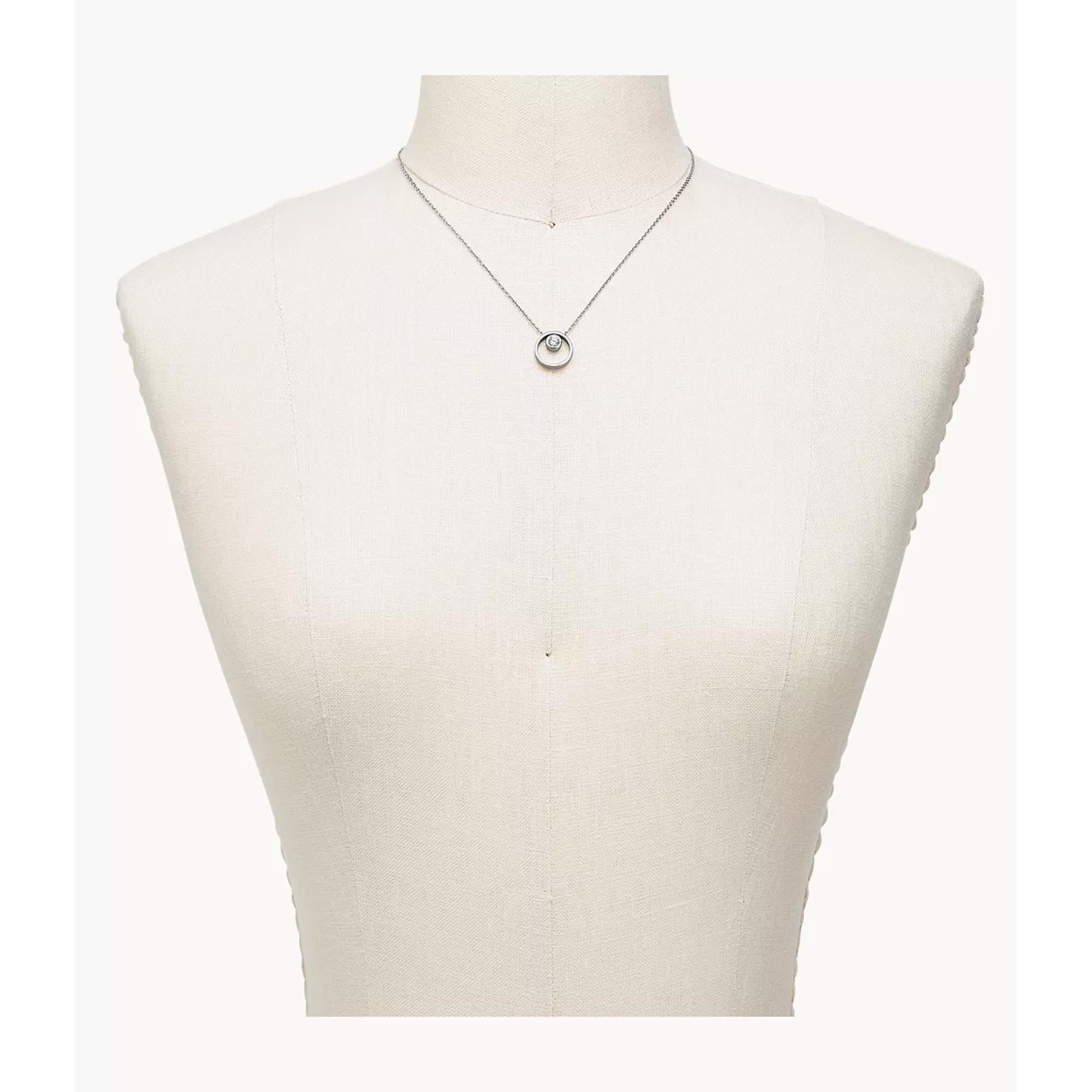 Skagen Linje Modern Silver-Tone Circle Women's Necklace SKJ0833040