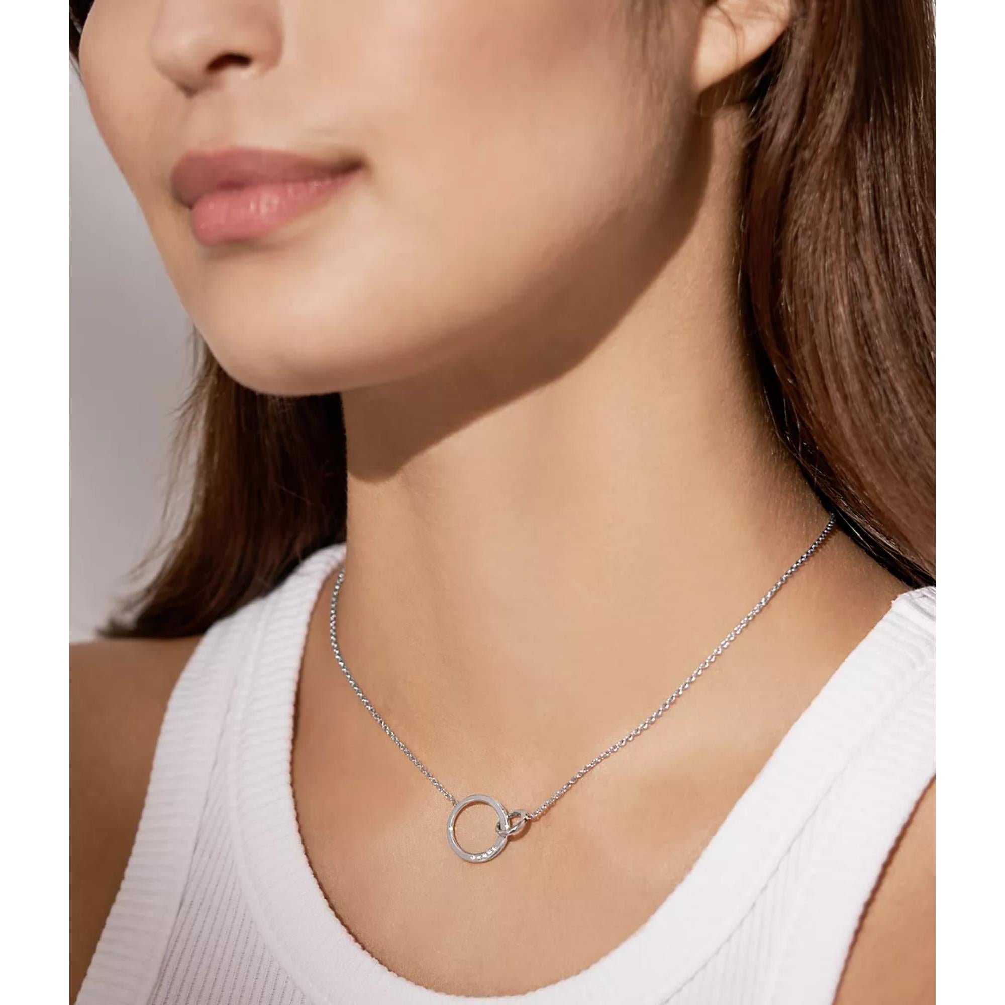 Skagen Kariana Silver-Tone Crystal Pendant Women's Necklace SKJ1053040