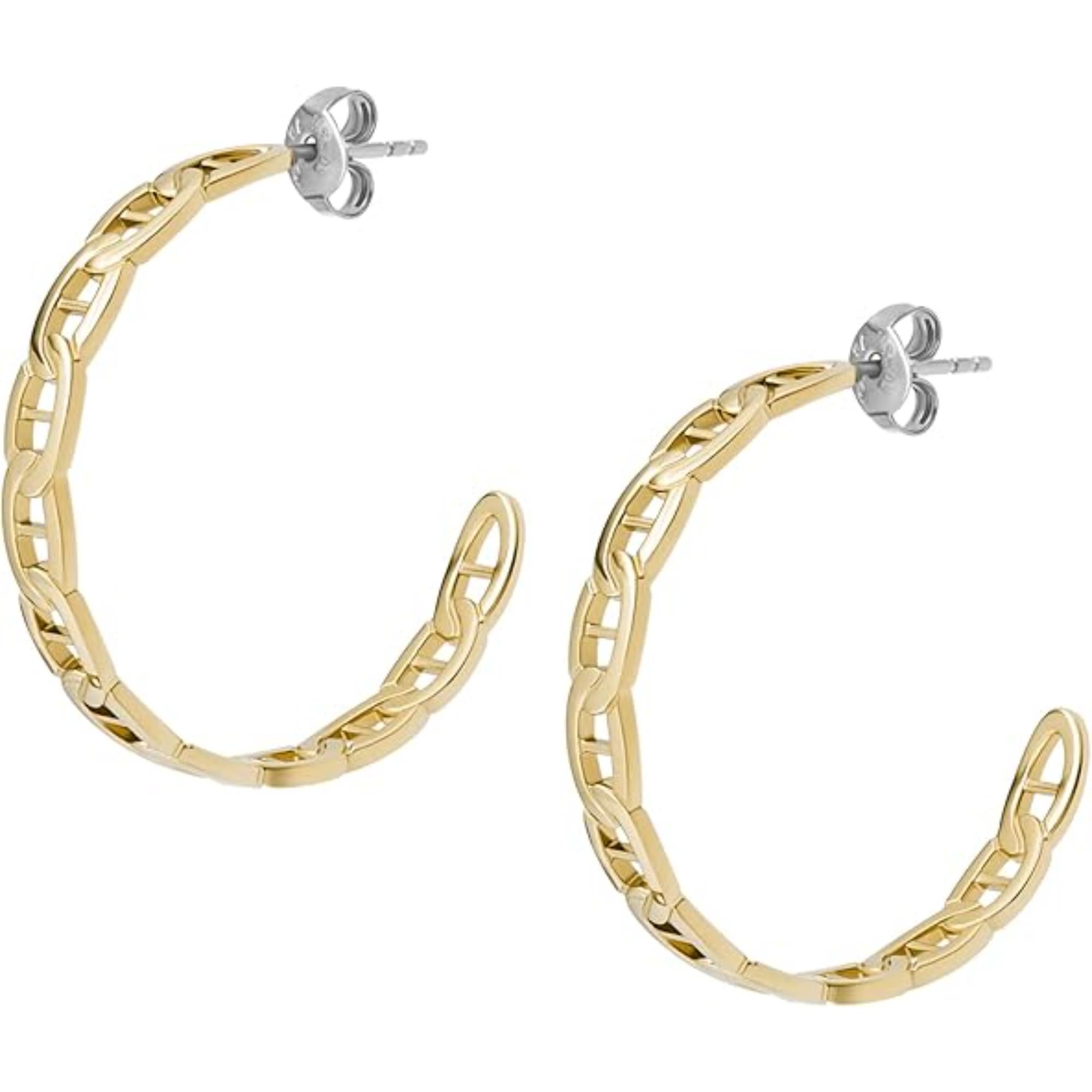 Fossil Heritage D-Link Gold-Tone Stainless Steel Hoop Women's Earrings  JF04781710