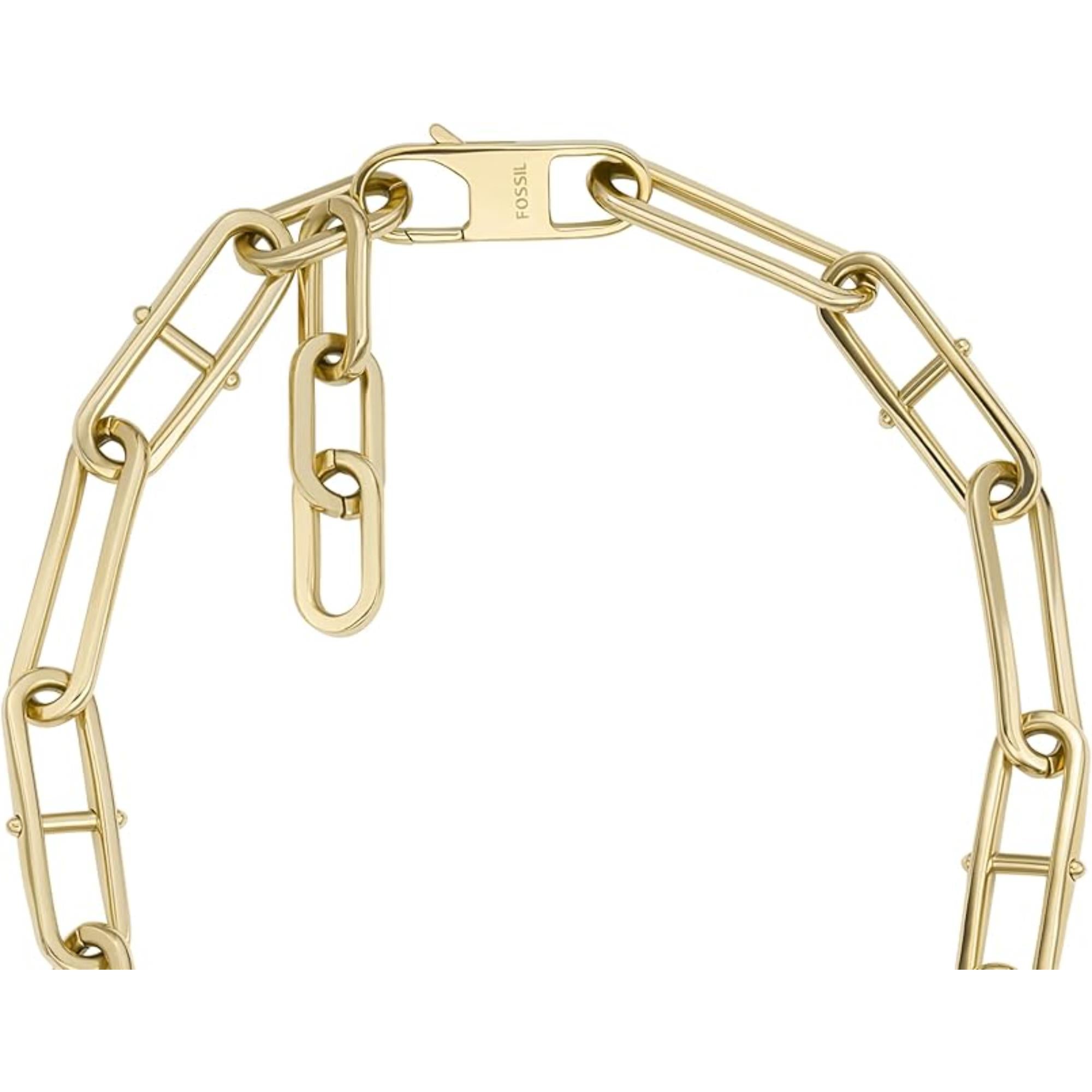 Fossil Heritage D-Link Gold-Tone Stainless Steel Chain Women's Necklace JF04102710
