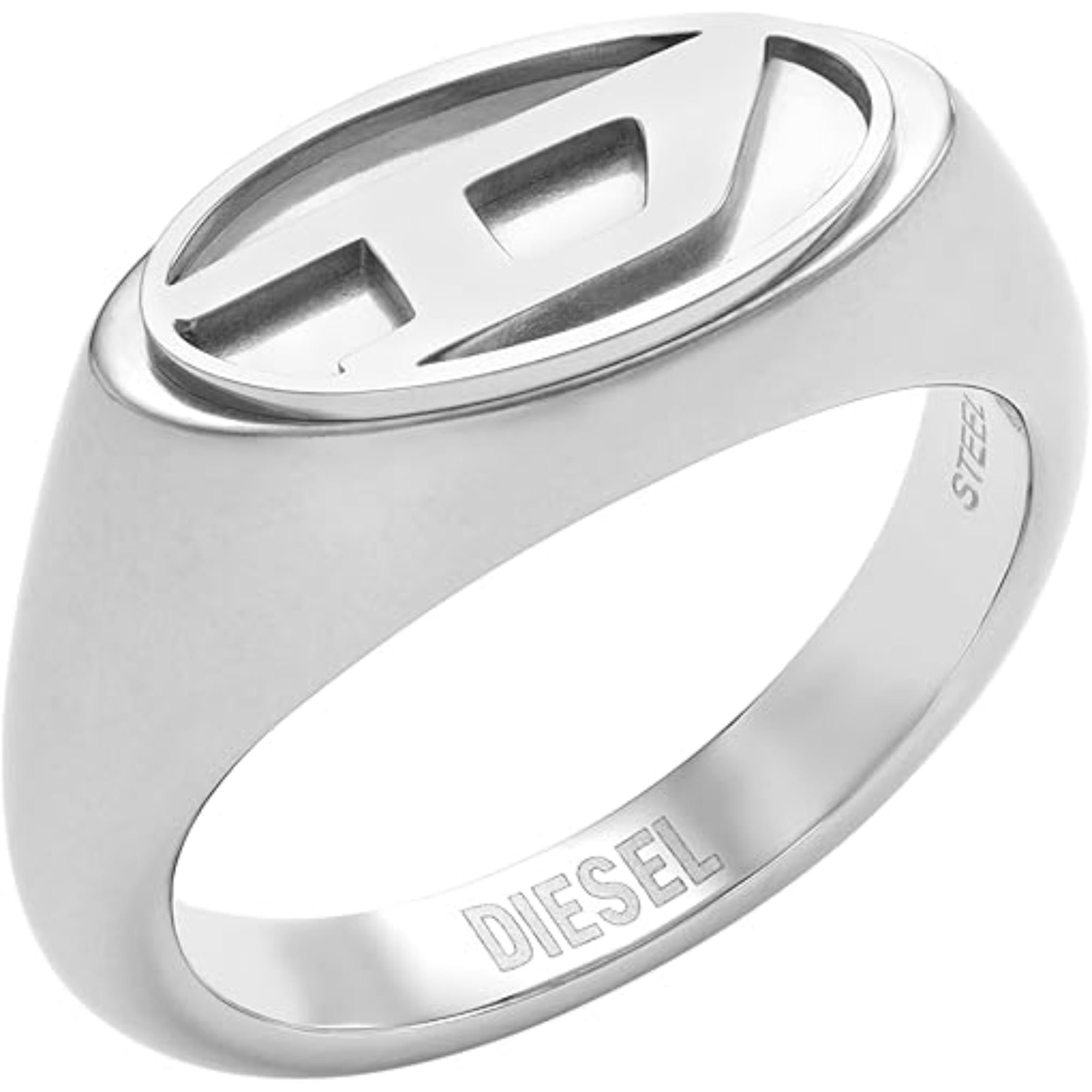 Diesel Stainless Steel Logo Signet Ring DX1475040-7
