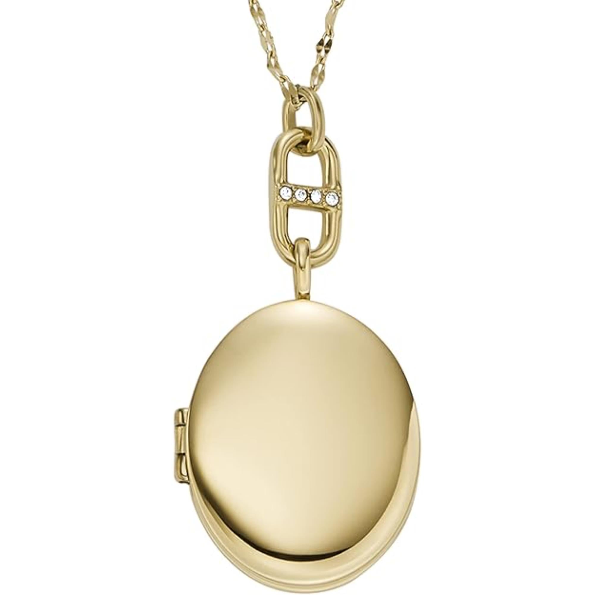 Fossil Heritage Locket Collection Gold-Tone Stainless Steel Chain Women's Necklace JF04426710