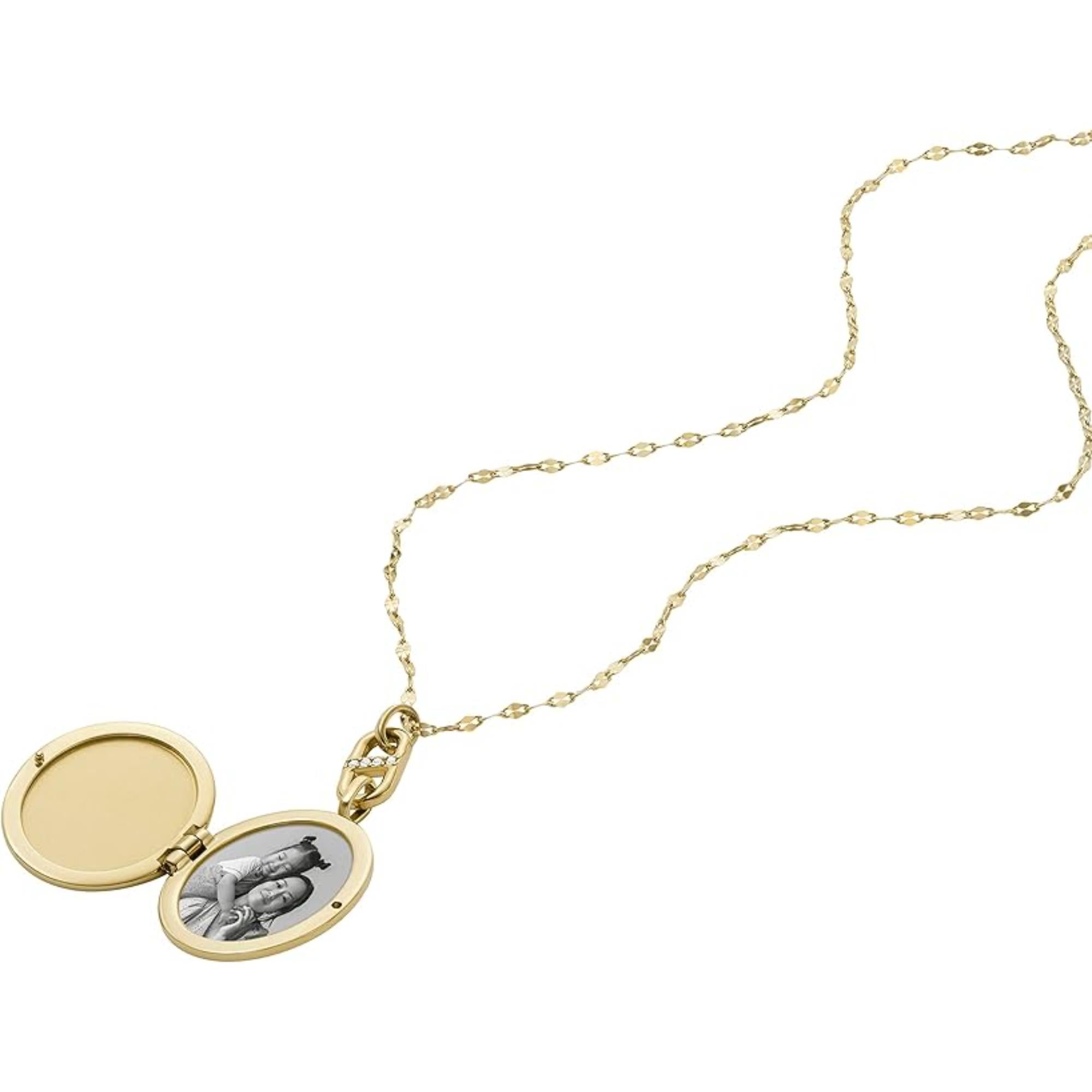 Fossil Heritage Locket Collection Gold-Tone Stainless Steel Chain Women's Necklace JF04426710