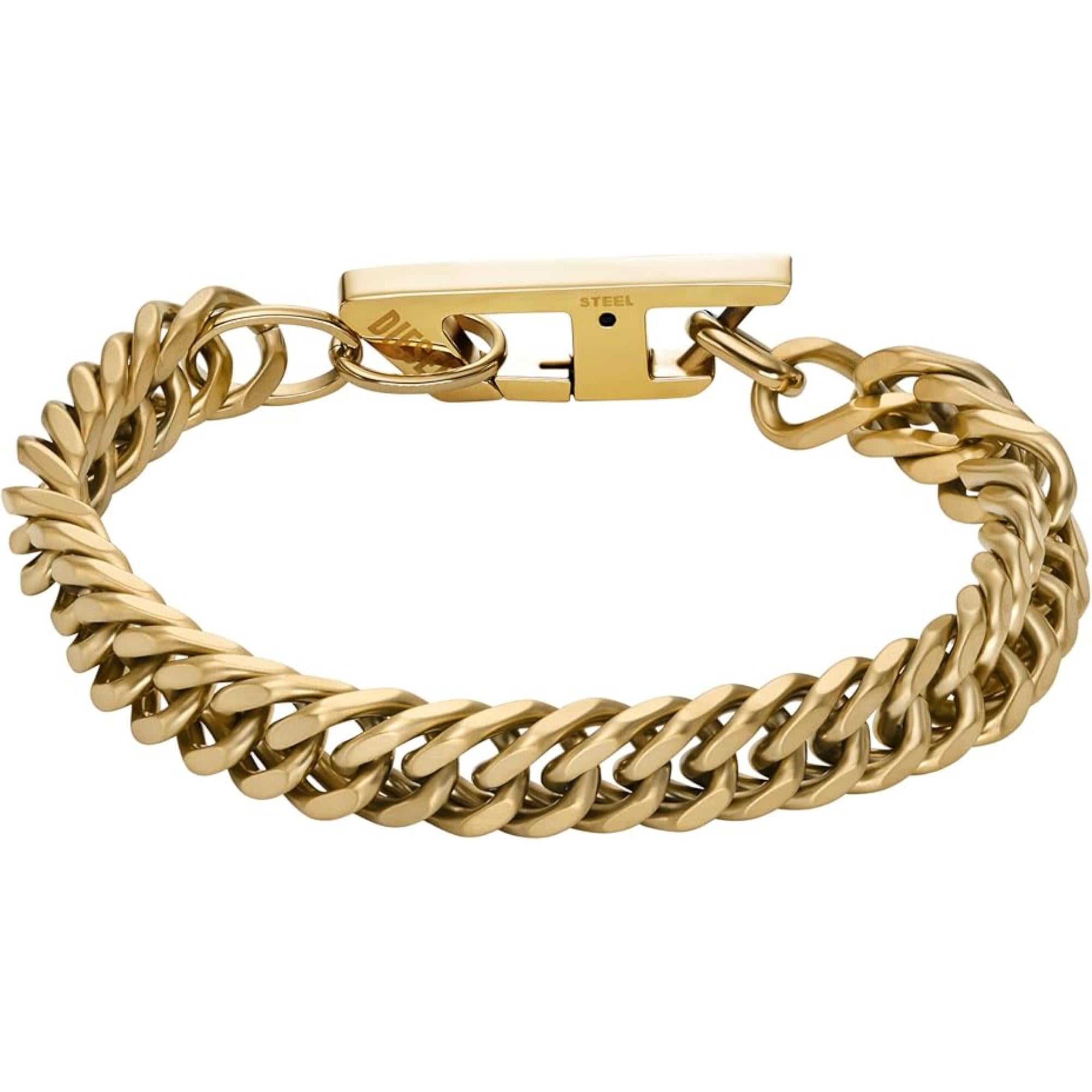 Diesel Matte Gold-Tone Stainless Steel Chain Link Unisex Bracelet DX1511710