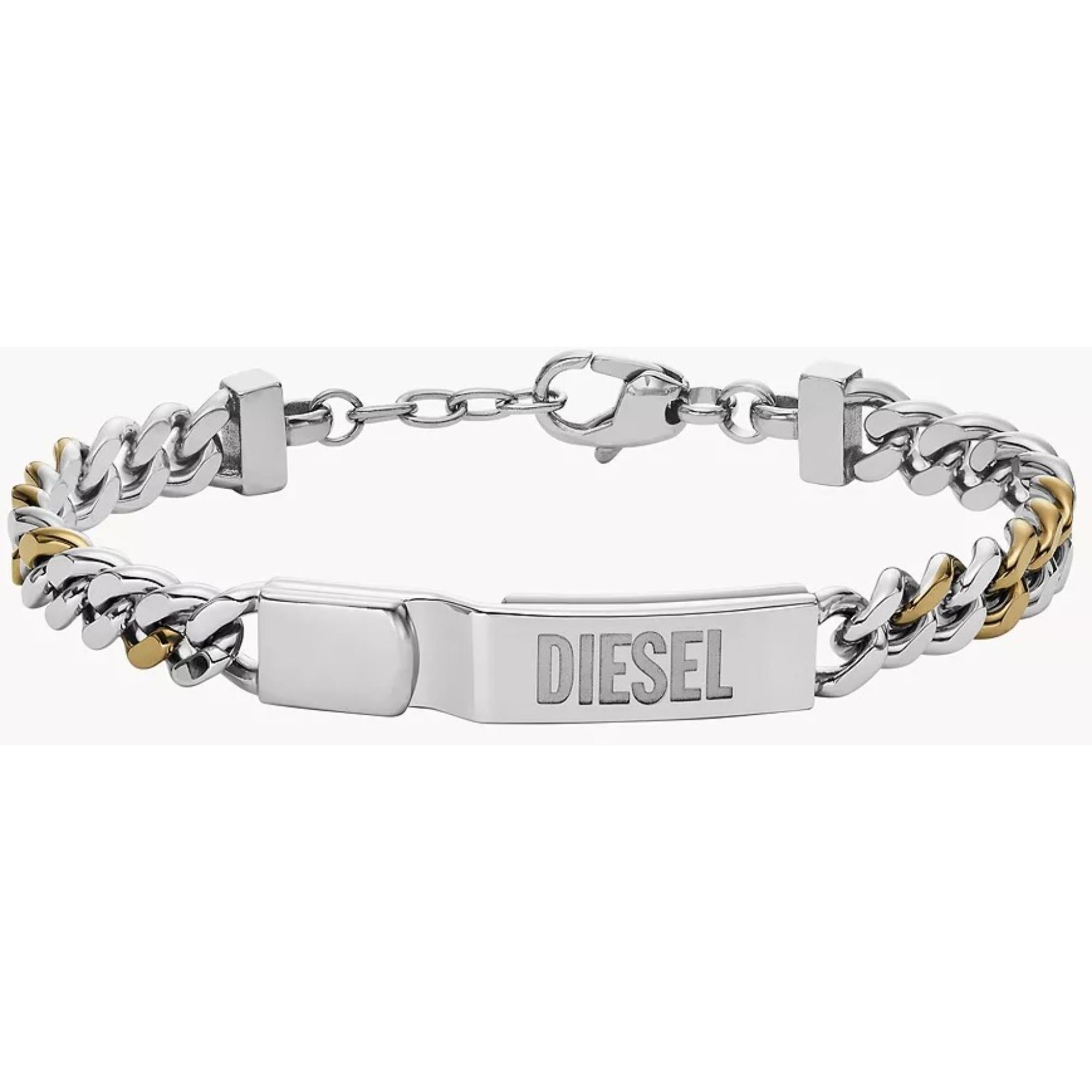 Diesel Two-Tone Stainless Steel ID Chain Bracelet for Men DX1457931