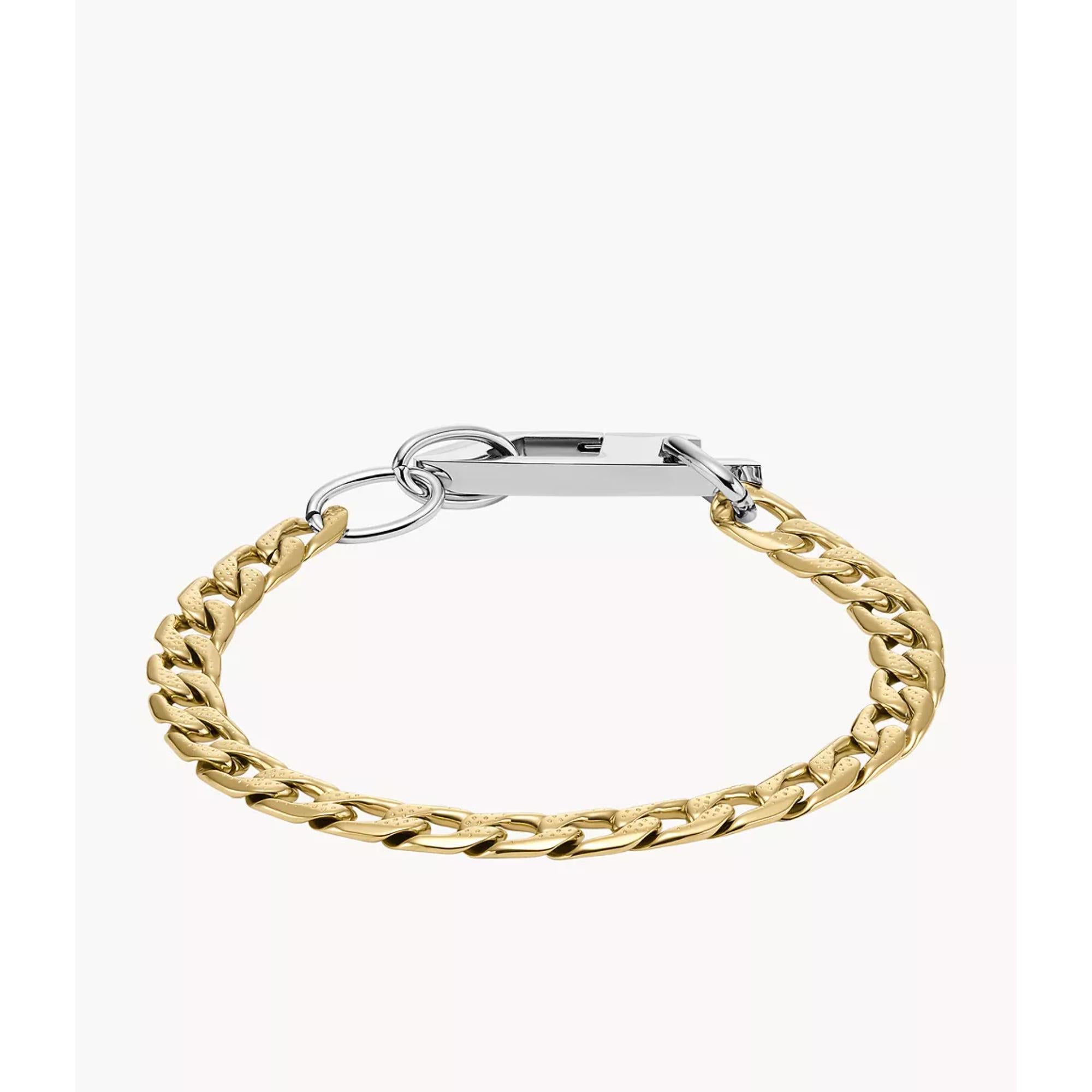 Diesel Two-Tone Gold and Steel Chain Unisex Bracelet DX1437931