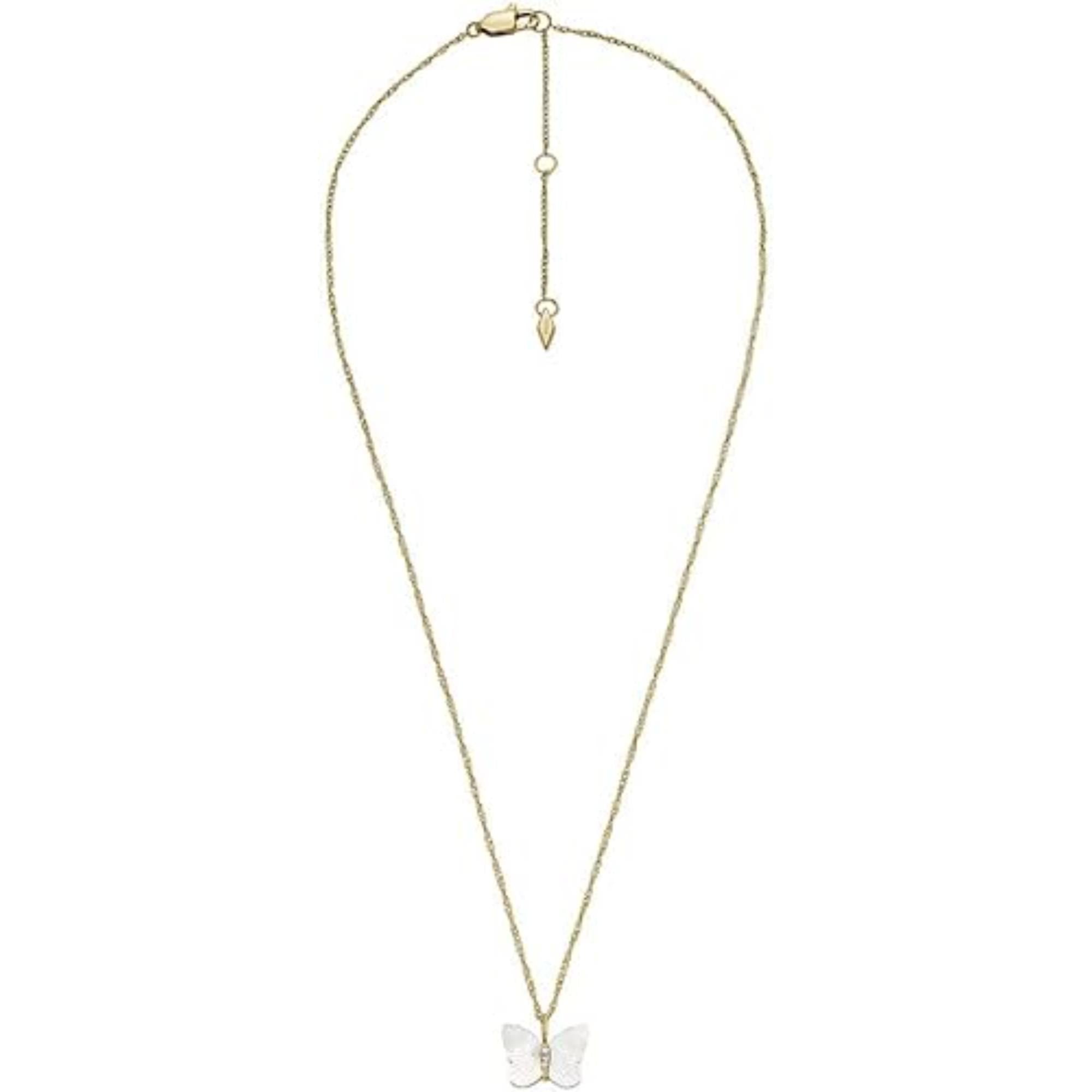 Fossil Sutton Radiant Wings White Mother-of-Pearl Butterfly Chain Women's Necklace JF04424710