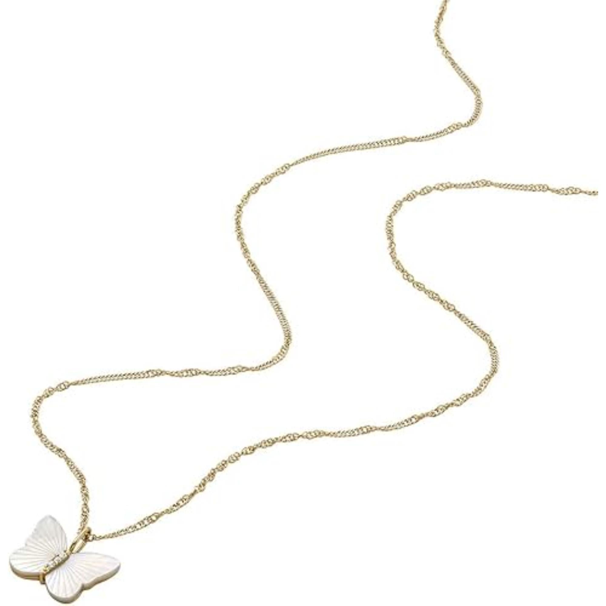 Fossil Sutton Radiant Wings White Mother-of-Pearl Butterfly Chain Women's Necklace JF04424710