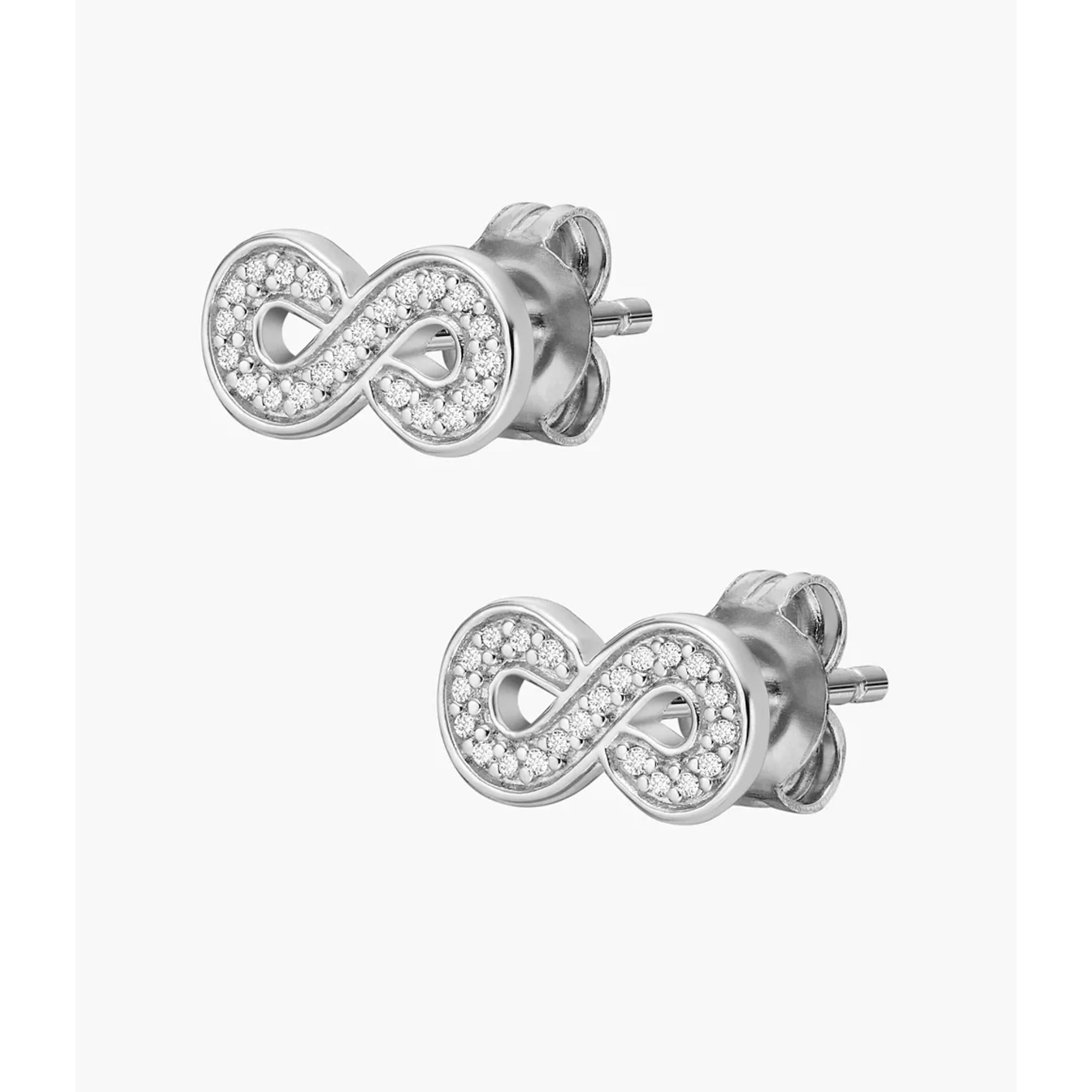 Fossil Infinity Sterling Silver Stud Women's Earrings JFS00634040