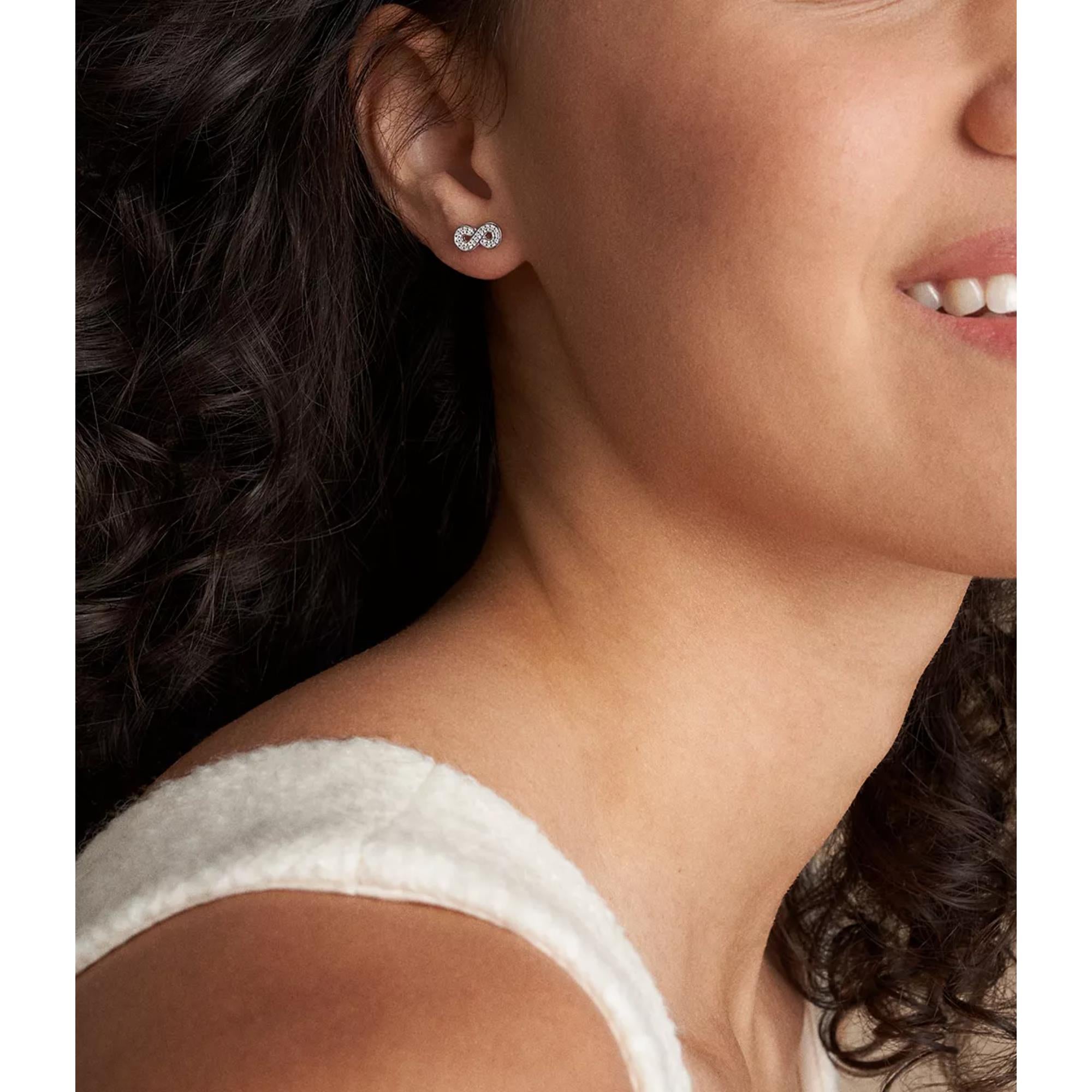 Fossil Infinity Sterling Silver Stud Women's Earrings JFS00634040