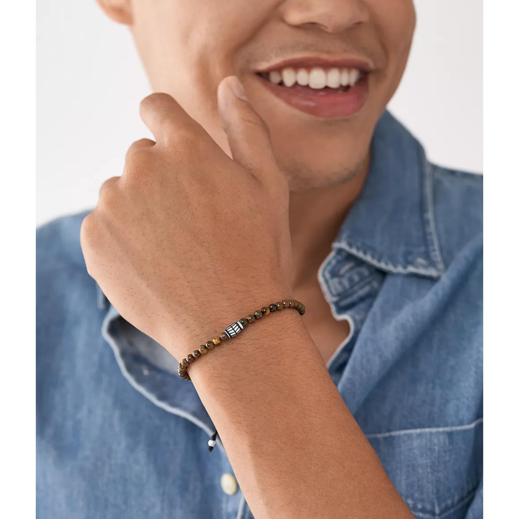 Fossil Tiger's Eye Beaded Men's Bracelet JF04413040