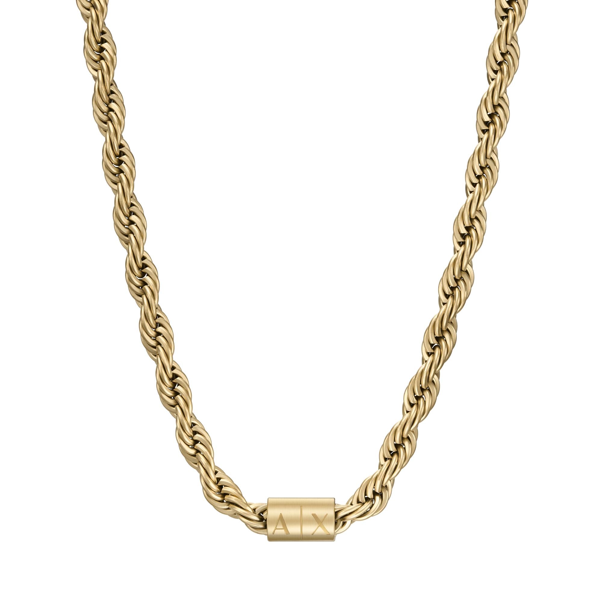 Armani Exchange Men's Gold-Tone Stainless Steel Chain Necklace AXG0126710
