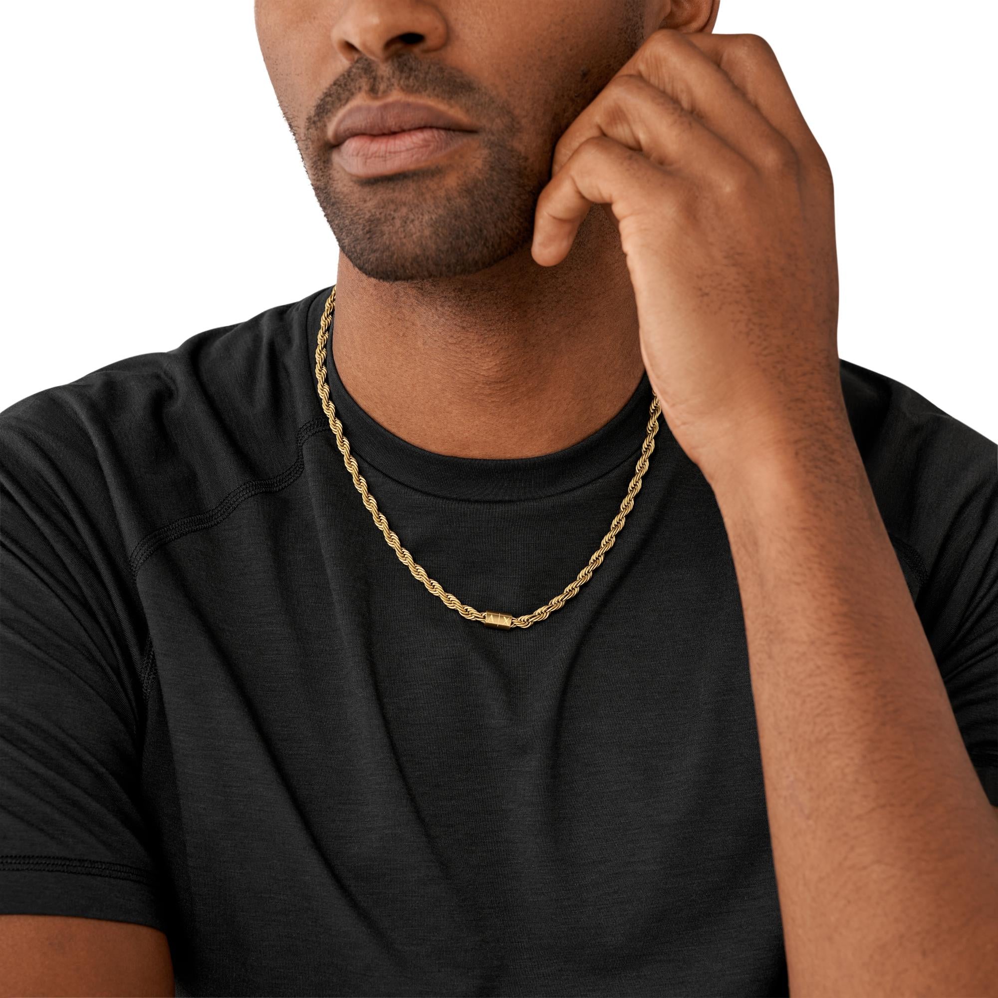 Armani Exchange Men's Gold-Tone Stainless Steel Chain Necklace AXG0126710