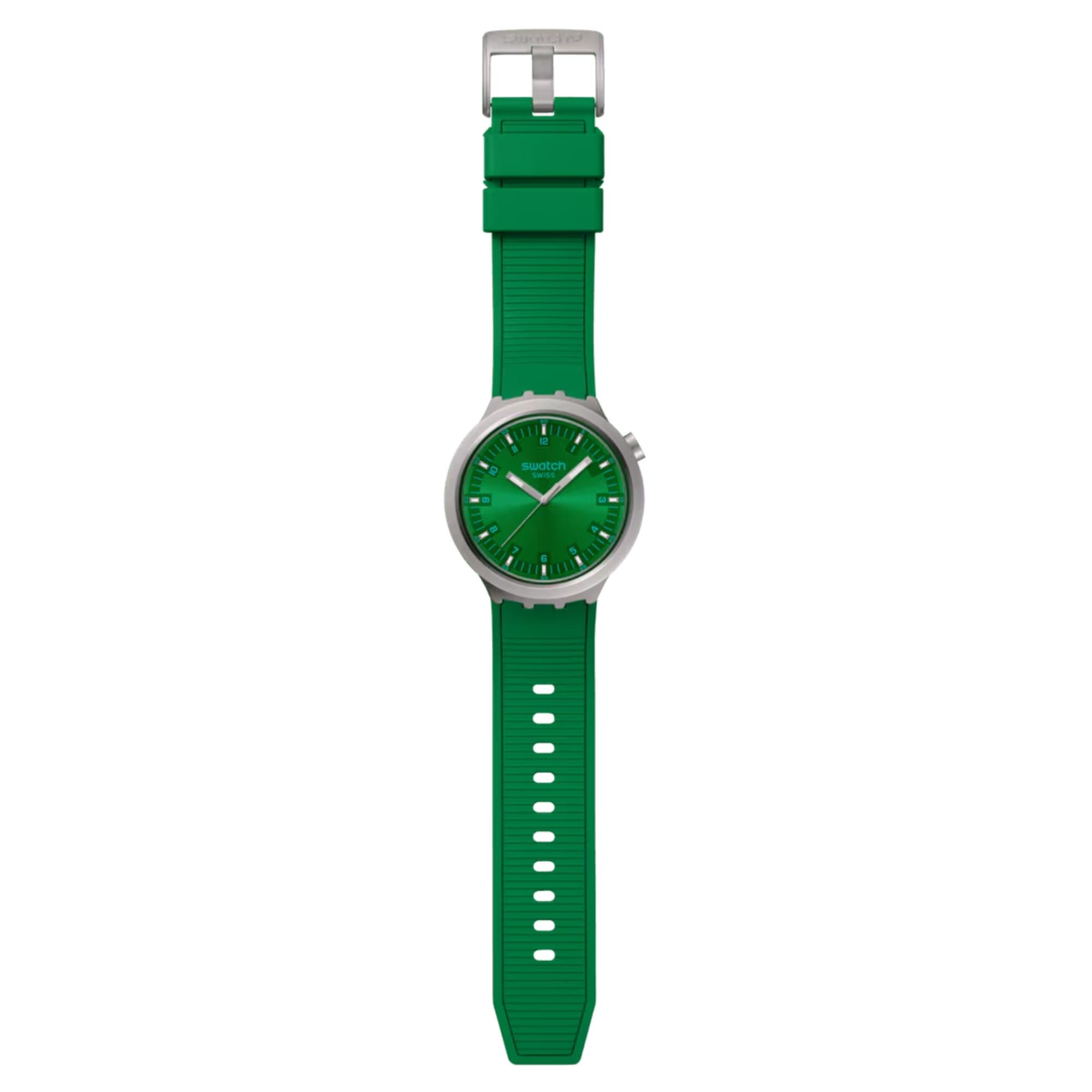 Swatch Big Bold Irony Forest Face Quartz Green Dial Stainless Steel Bracelet Unisex Watch SB07S101