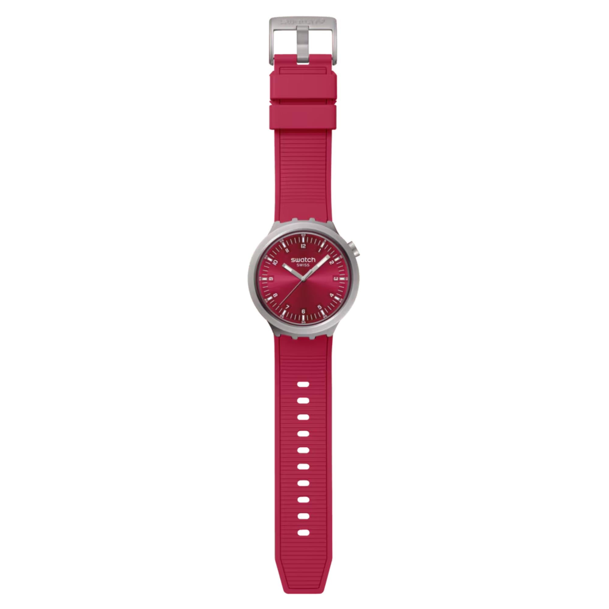 Swatch Big Bold Scarlett Shimmer Quartz Red Dial Stainless Steel Bracelet Unisex Watch SB07S104