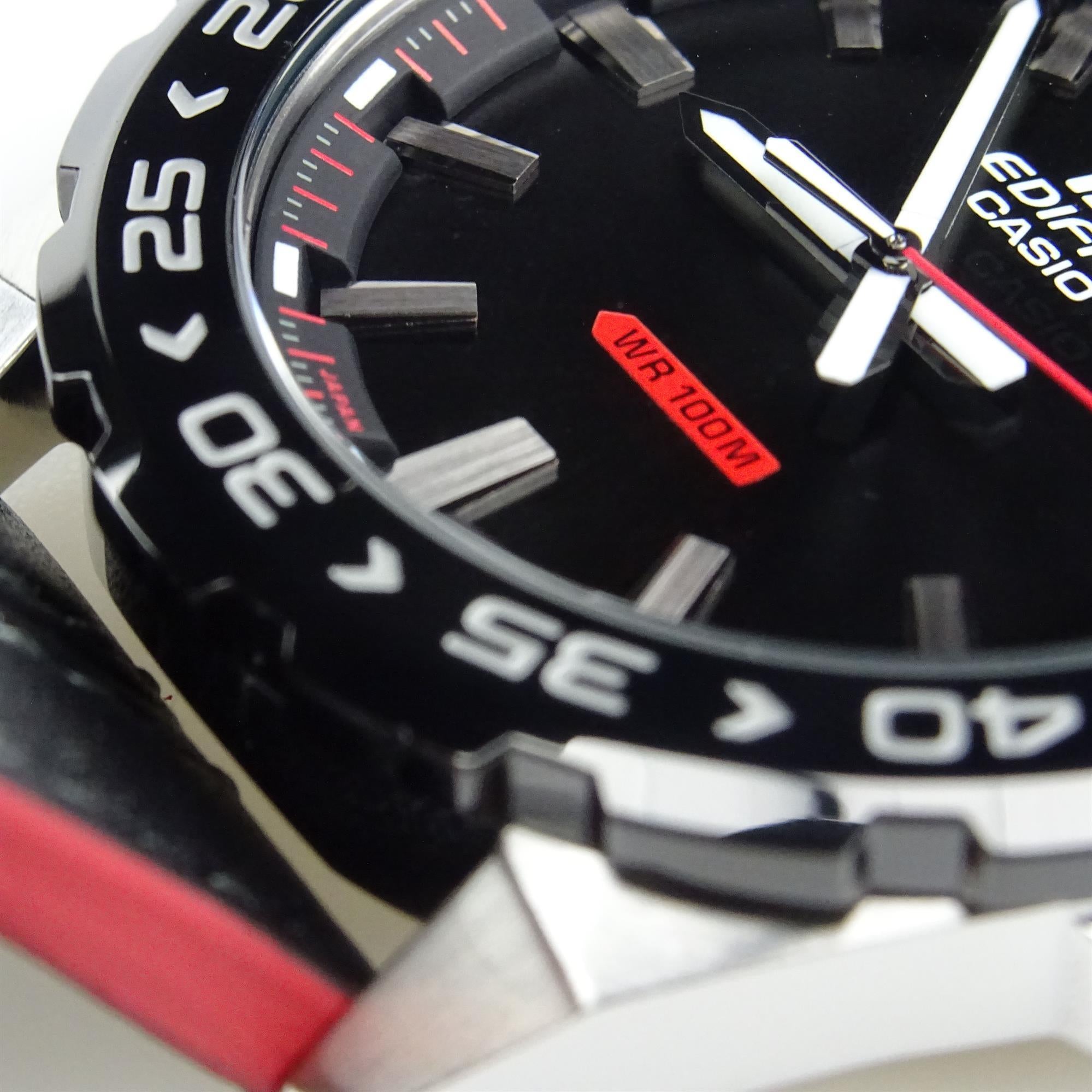 EX-DISPLAY Casio Edifice Quartz Countdown Bezel Stainless Steel Case Black Leather Strap Men's Watch EFV-120BL-1AVUEF - ED