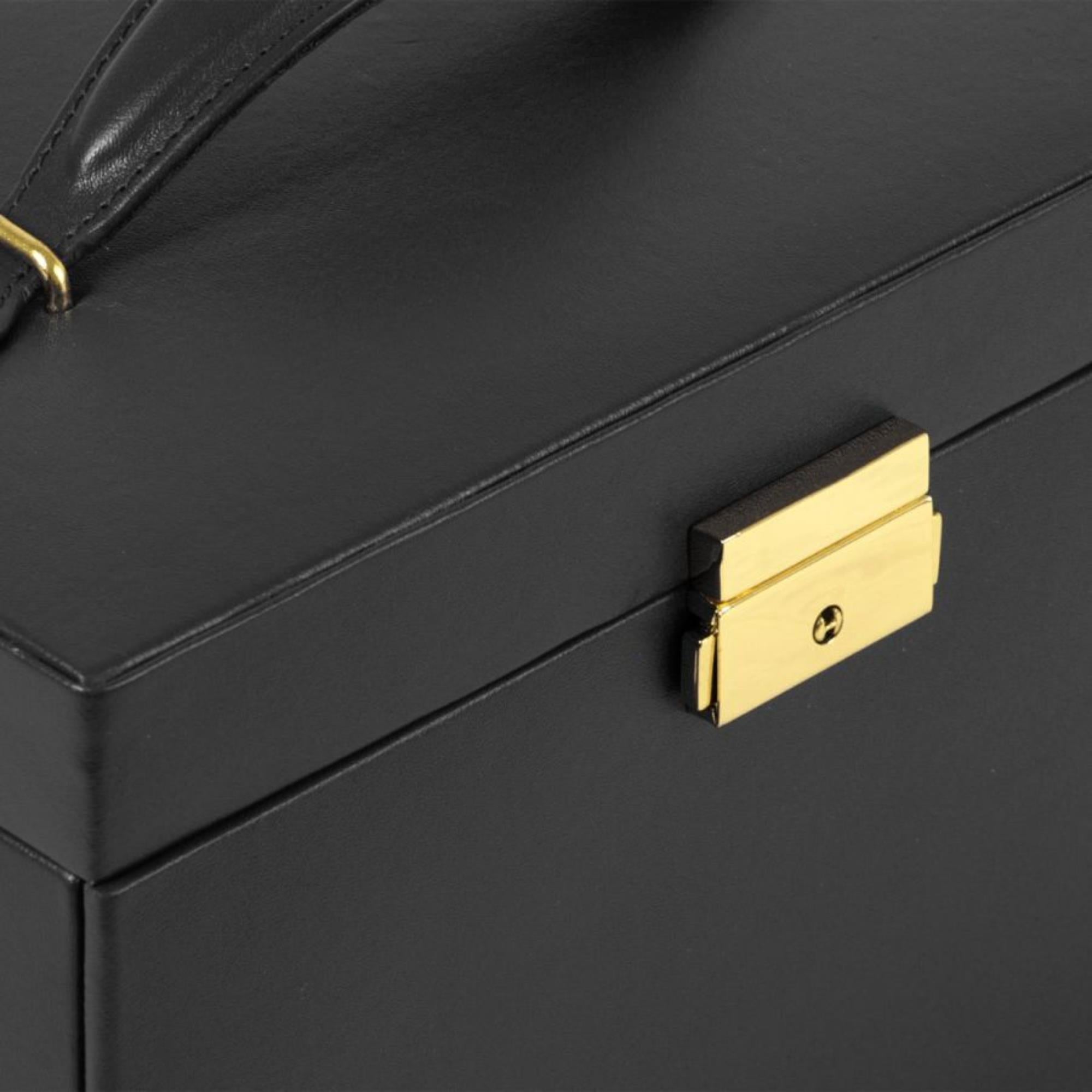 WOLF Heritage Small Jewelry Box Black Leather 280002