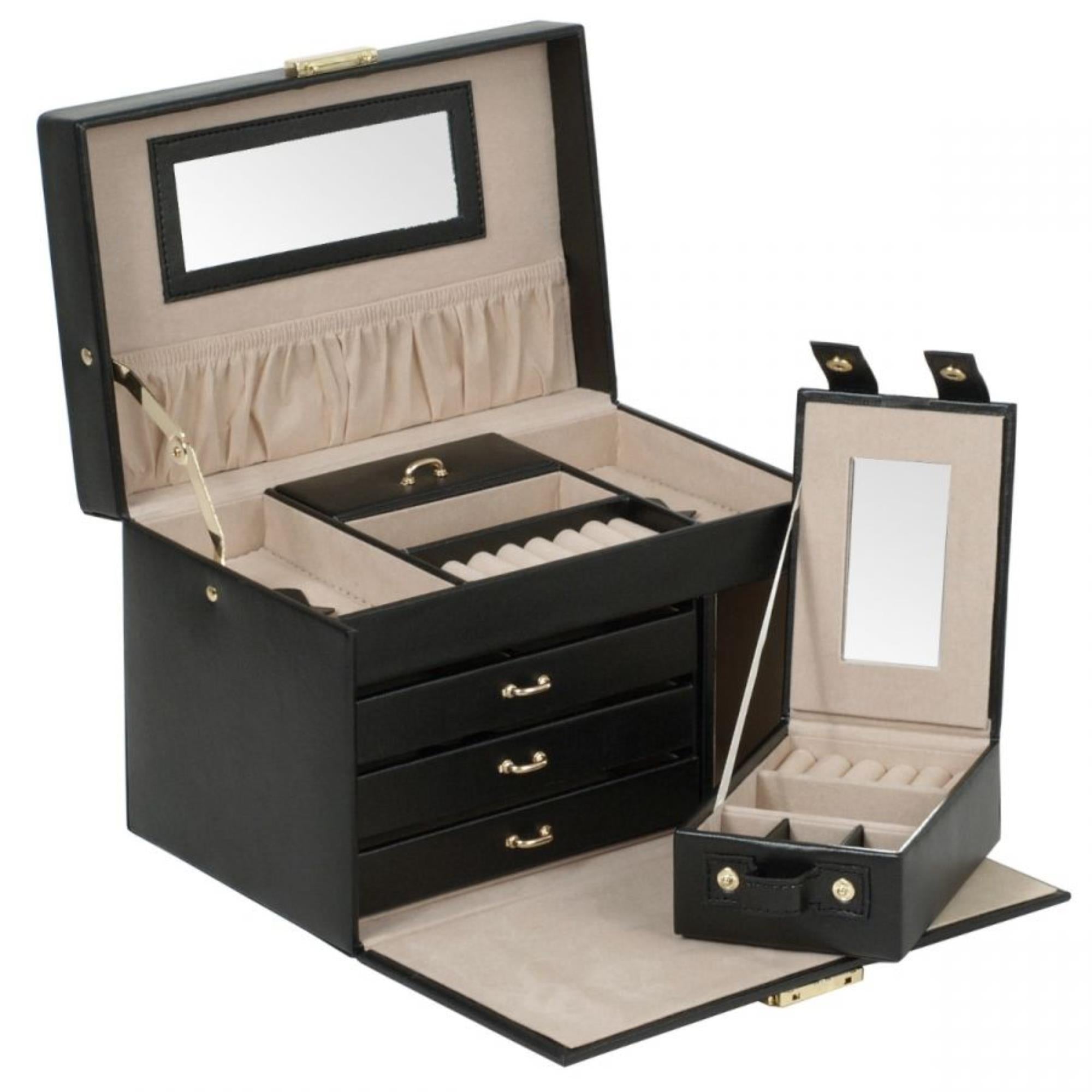 WOLF Heritage Small Jewelry Box Black Leather 280002