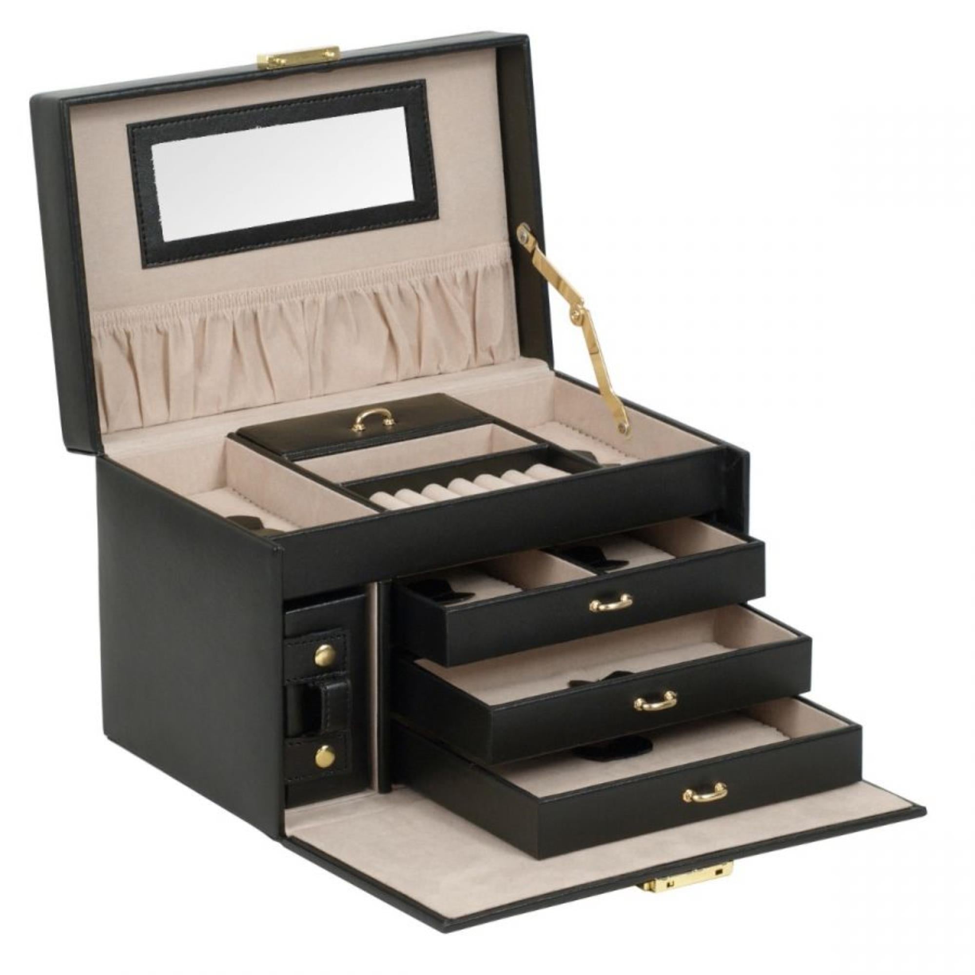 WOLF Heritage Small Jewelry Box Black Leather 280002