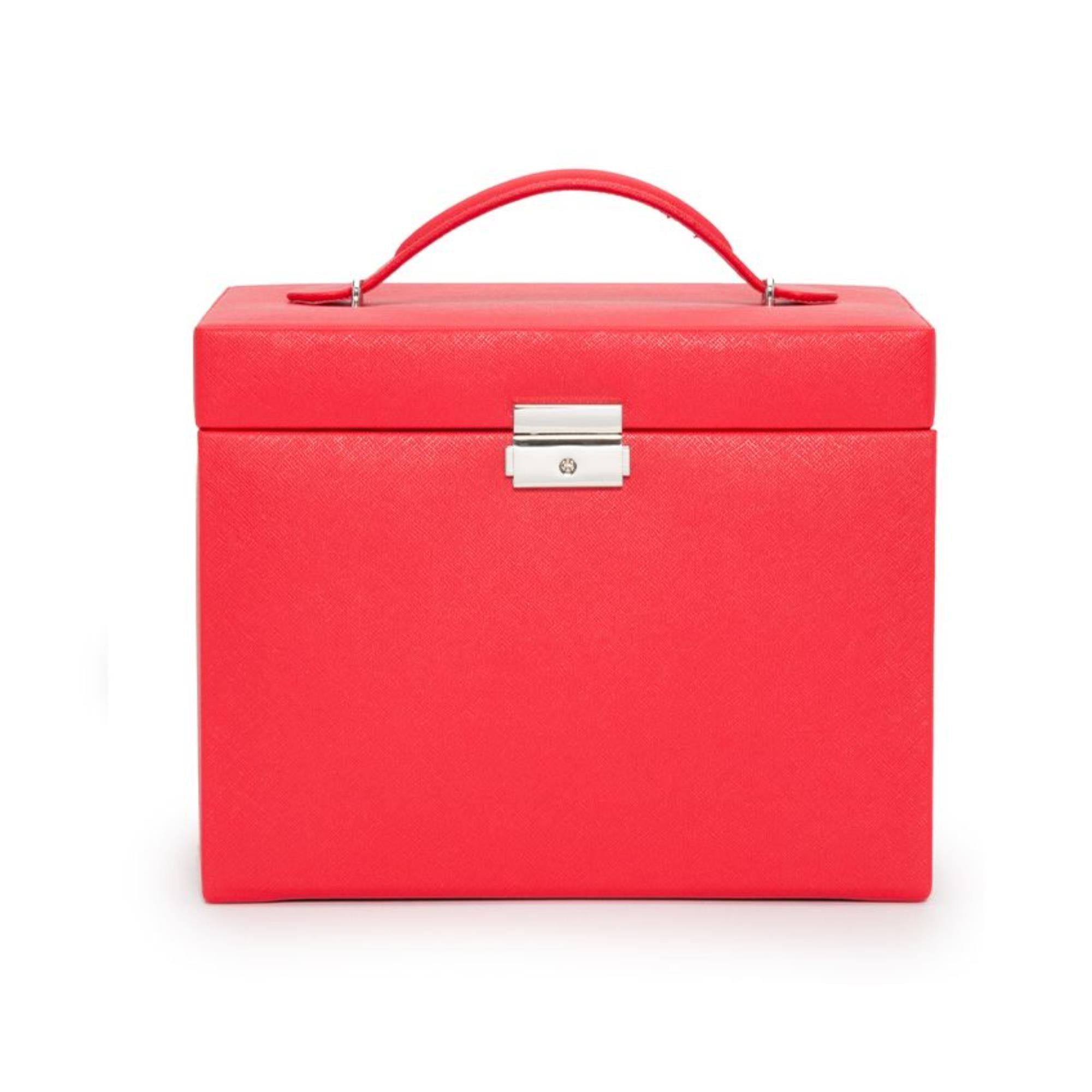 WOLF Heritage Large Jewelry Box Red Saffiano Leather 280114