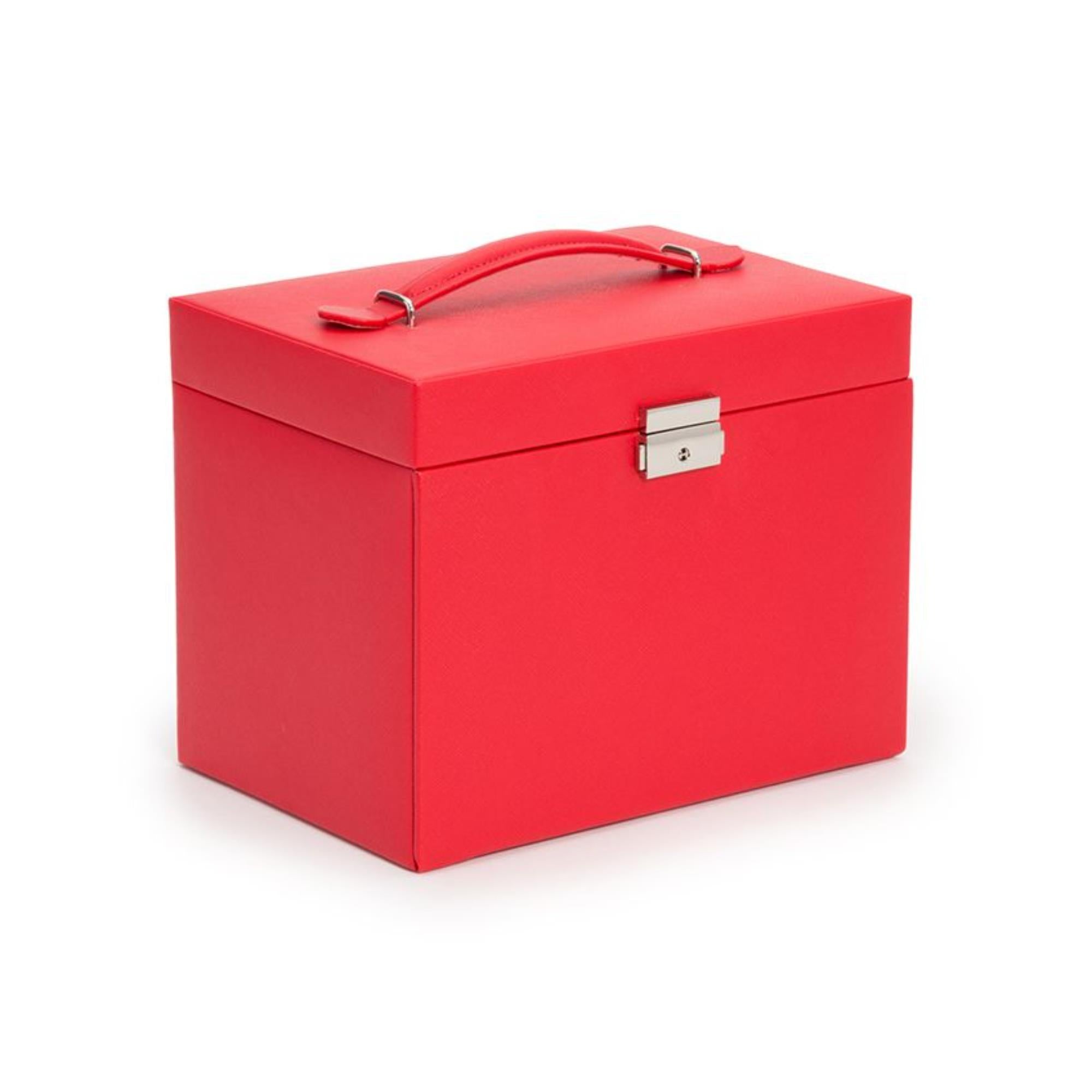 WOLF Heritage Large Jewelry Box Red Saffiano Leather 280114