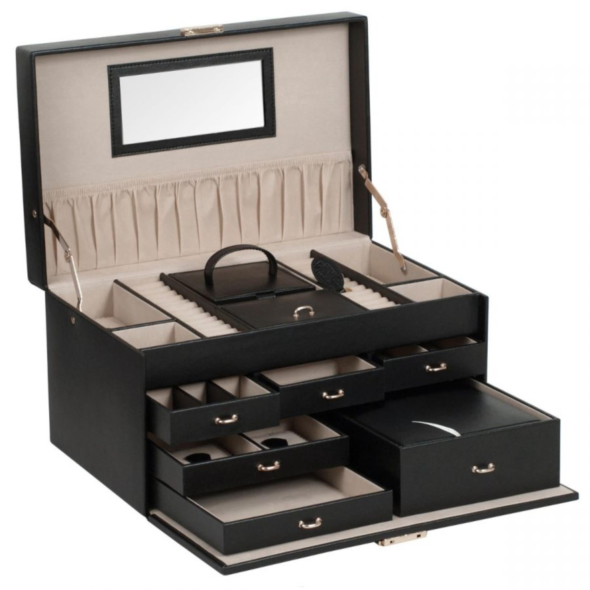 WOLF Heritage Large Jewelry Box Black Leather 280202