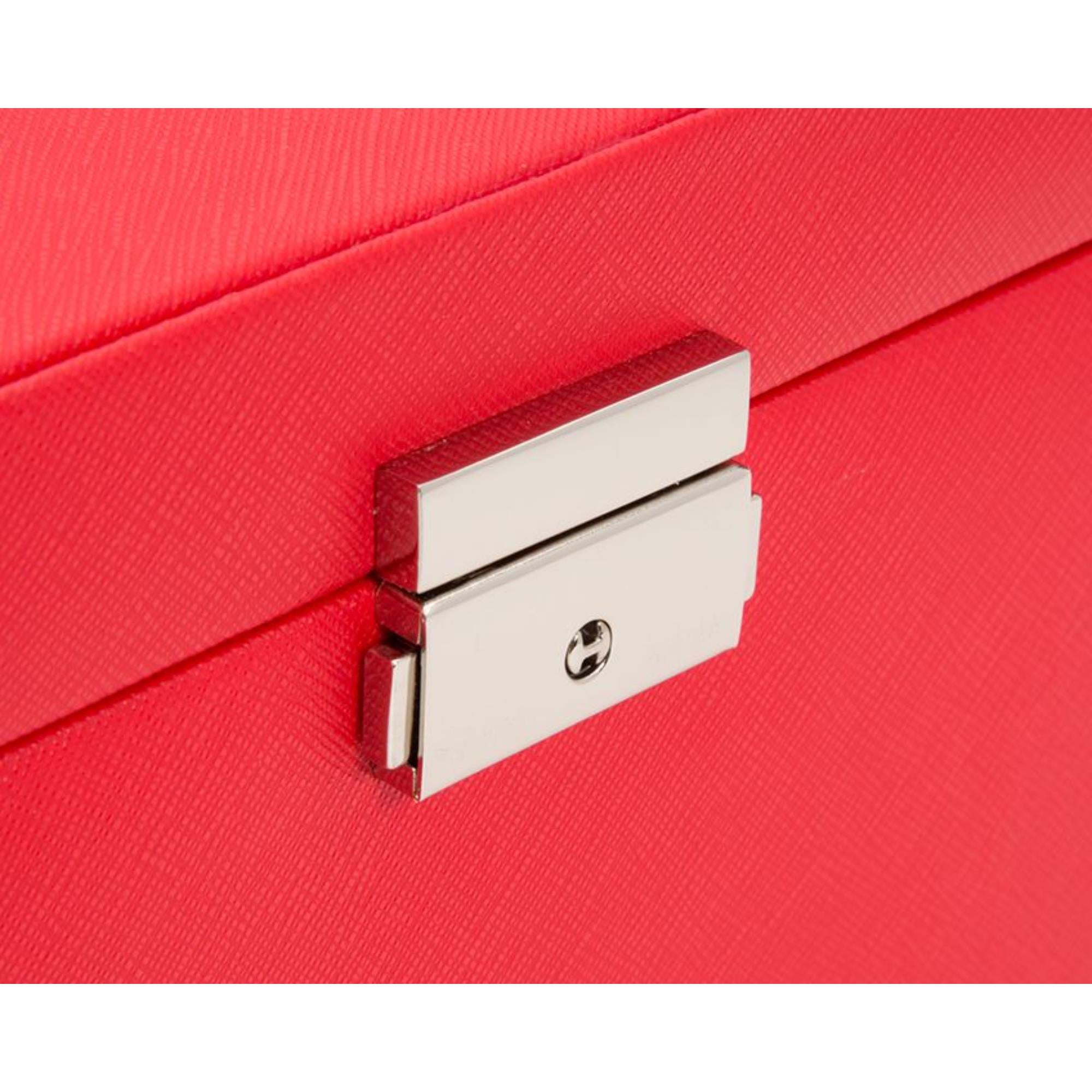 WOLF Heritage Large Jewelry Box Red Saffiano Leather 280214