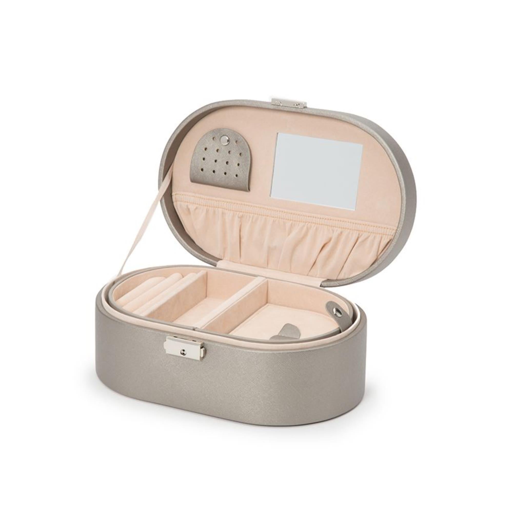WOLF Heritage Oval Jewelry Box Tan Leather 280534