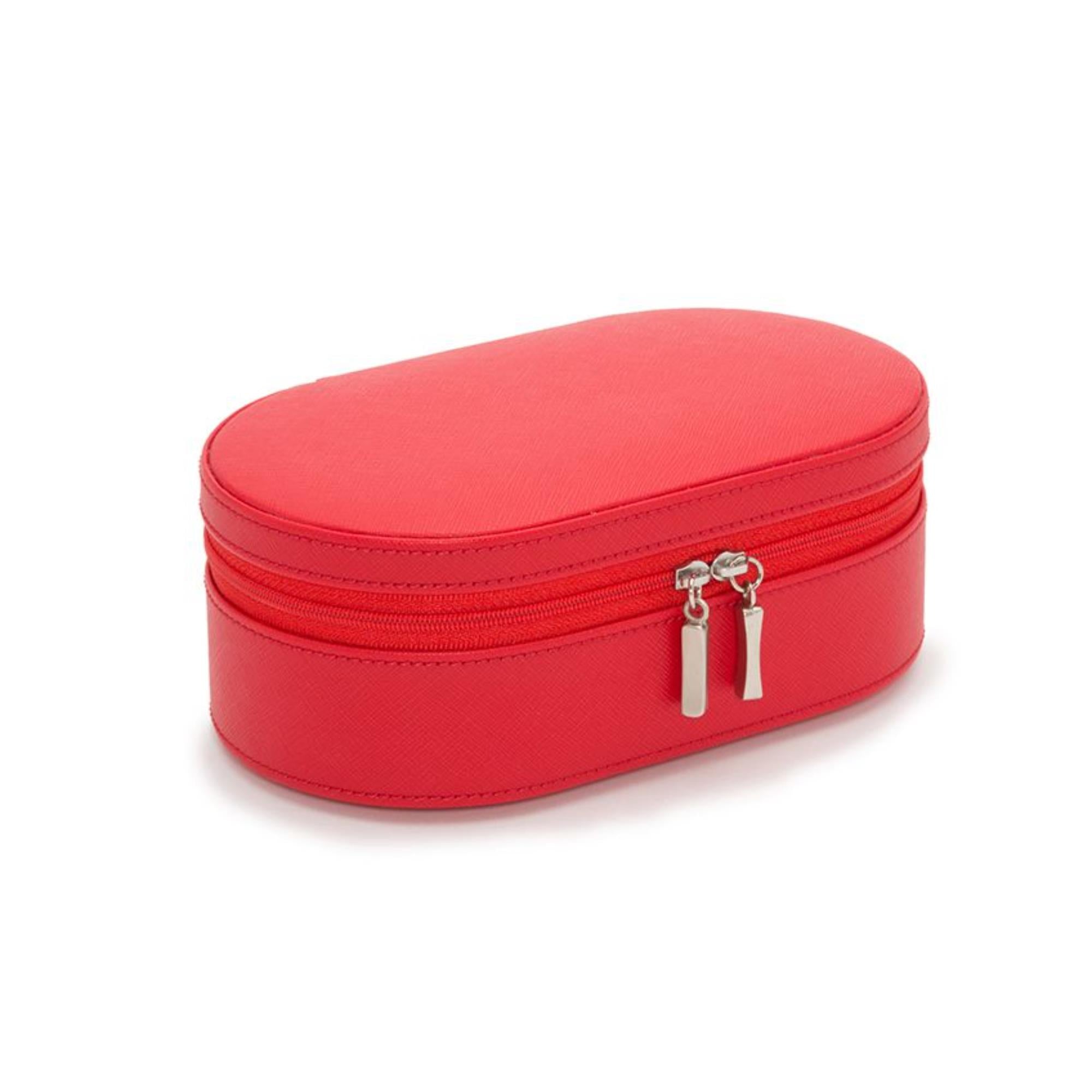 WOLF Heritage Oval Zip Case Red Saffiano Leather 280614