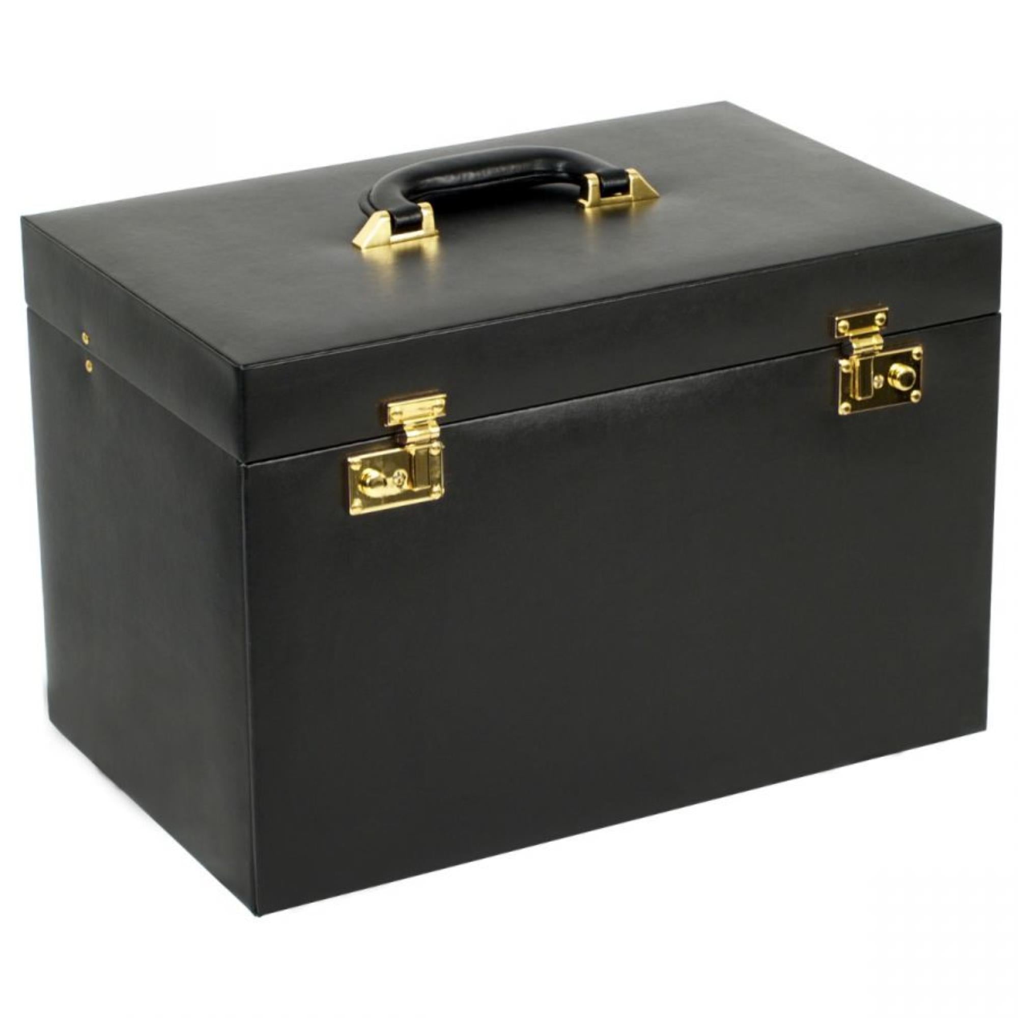 WOLF Heritage Jewelry Armoire Black Leather 280802