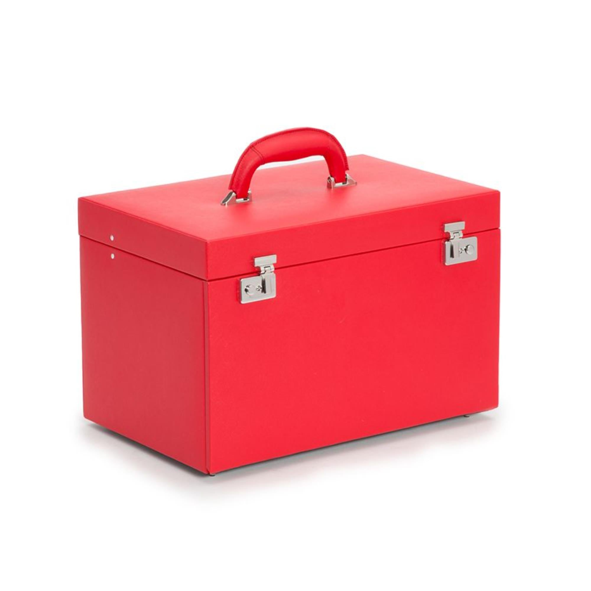 WOLF Heritage Jewelry Armoire Red Saffiano Leather 280814